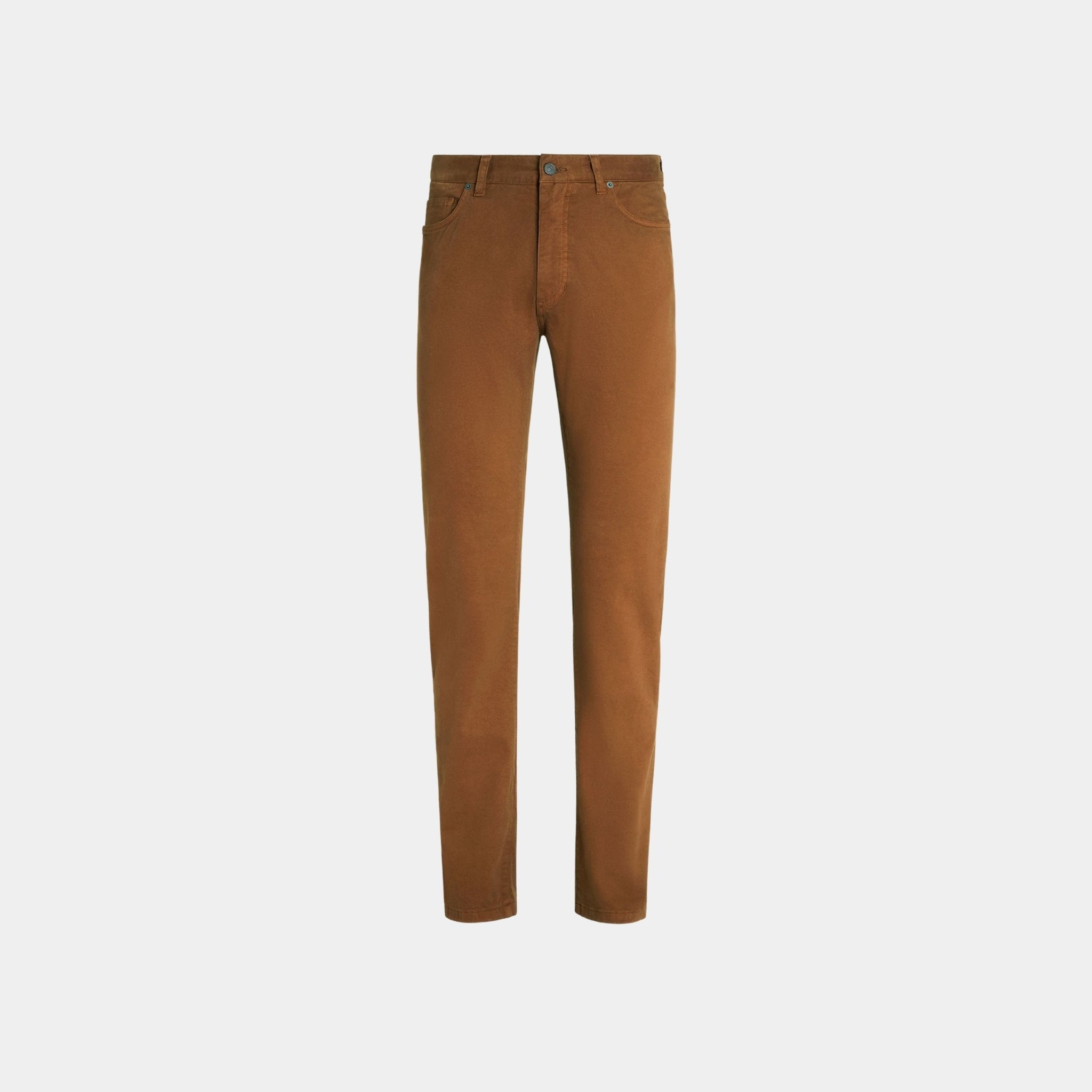 Zegna Stretch Cotton Roccia Jeans, Dark Foliage, Front