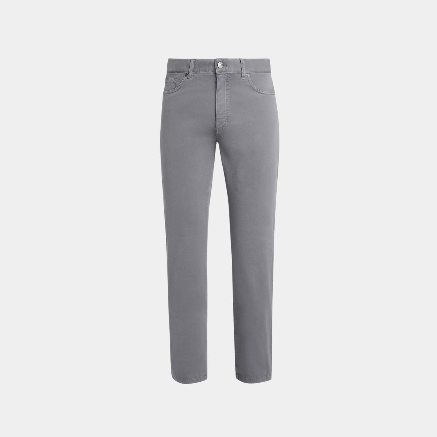 Zegna Stretch Cotton Roccia Jeans, Light Grey, Front