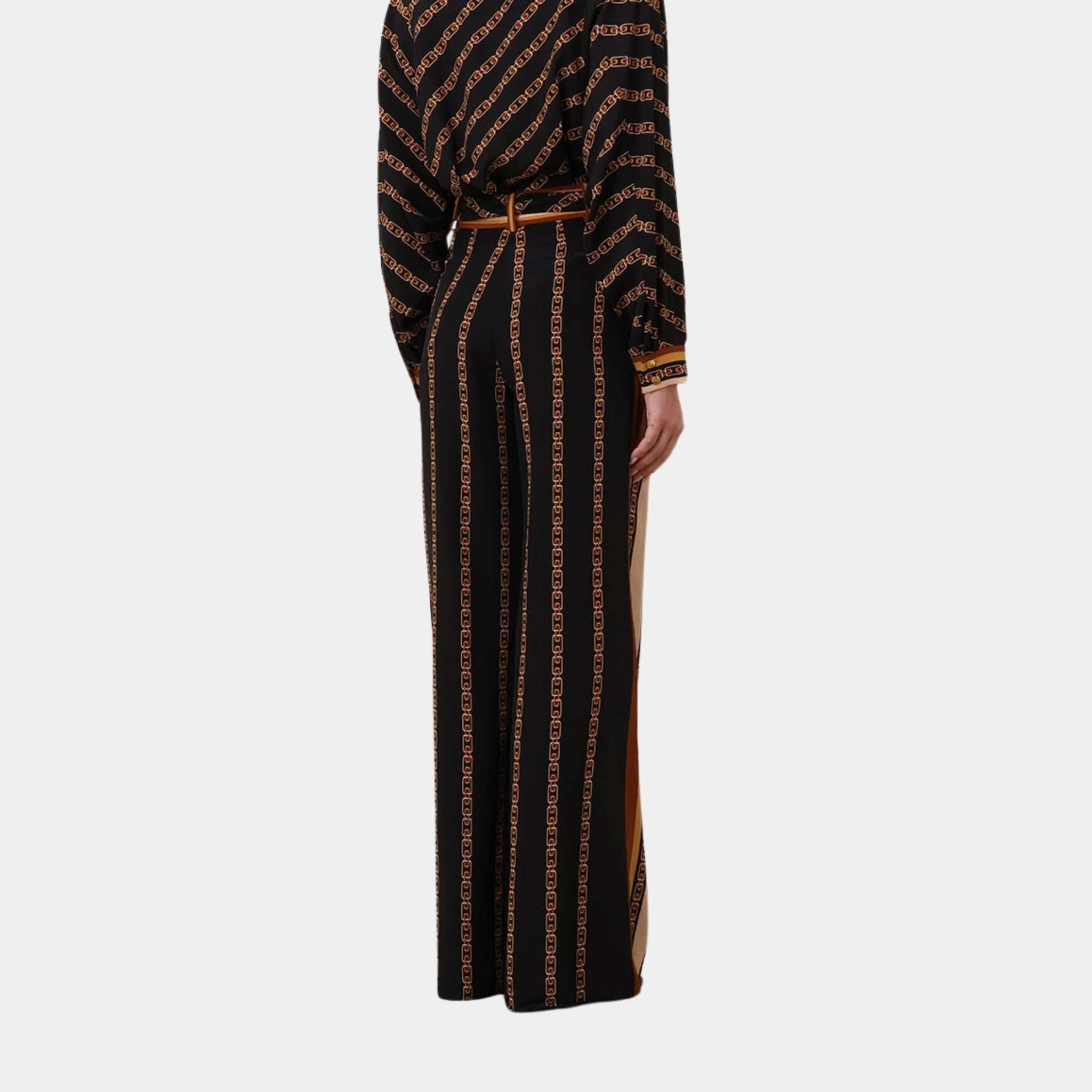 Zimmermann Belted Wide Leg Pants, Black, Model, Back