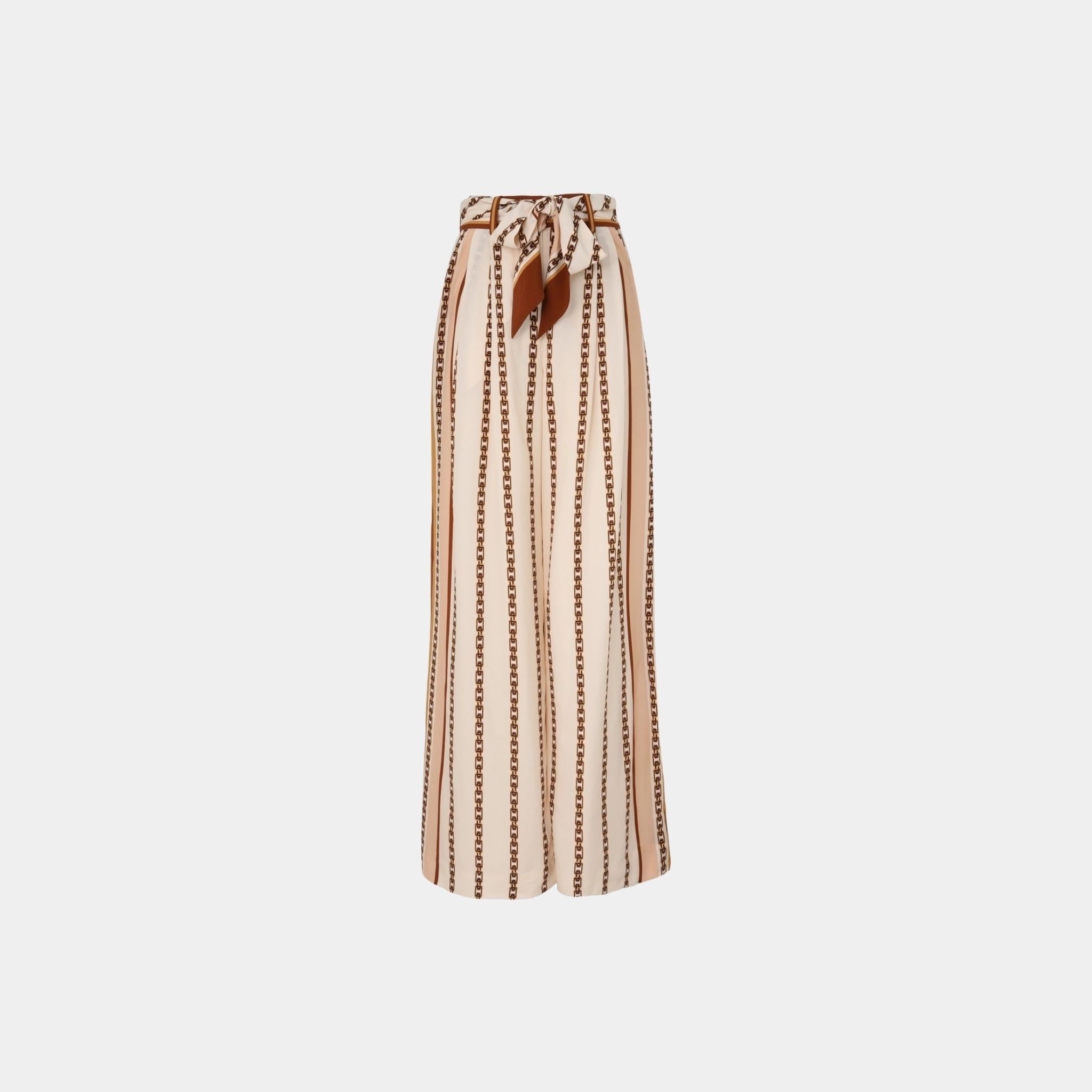 Zimmermann Belted Wide Leg Pants, Cream, Front