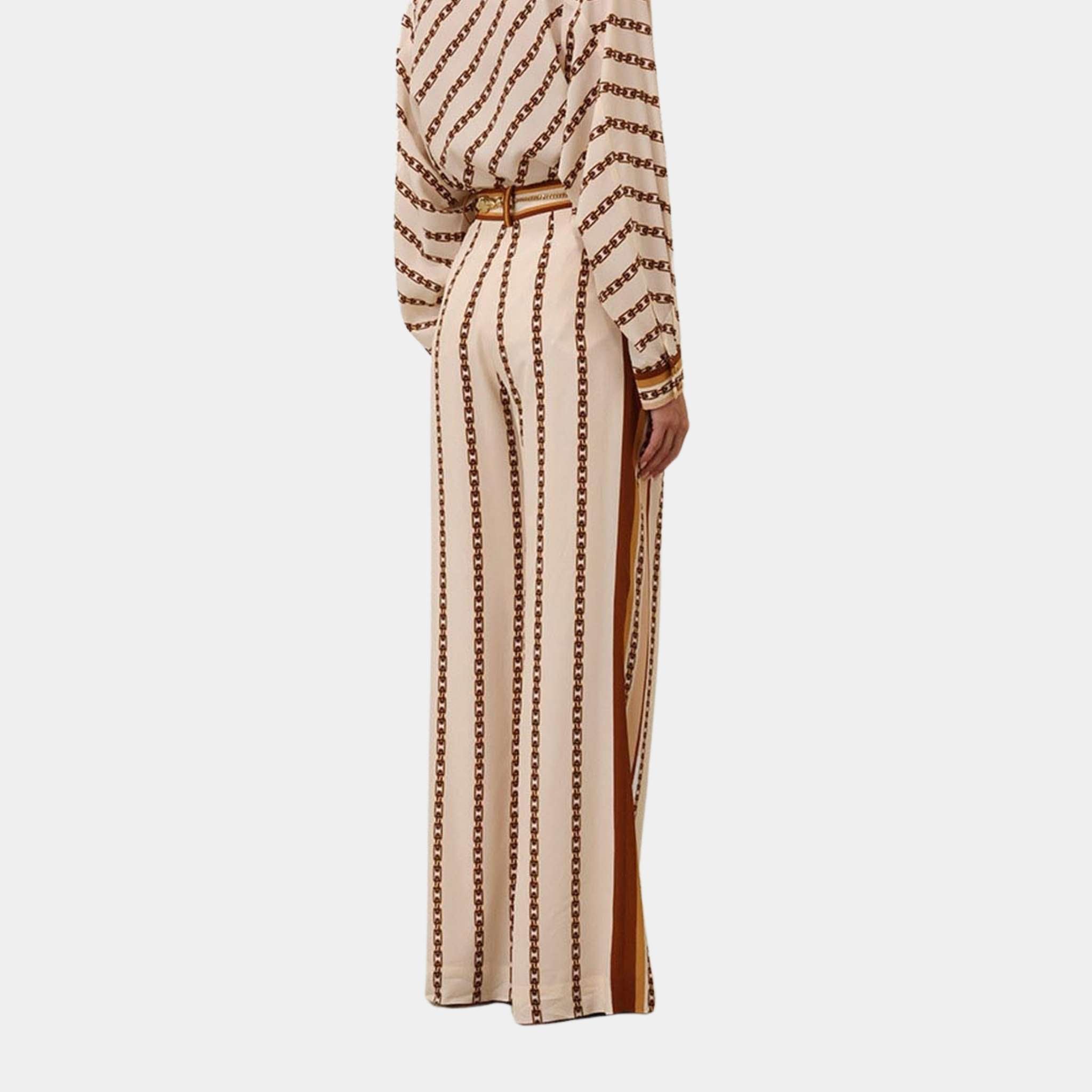 Zimmermann Belted Wide Leg Pants, Cream, Model, Back