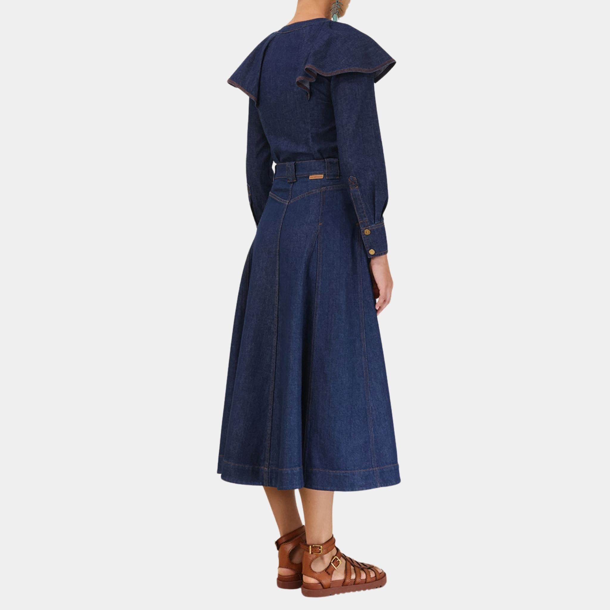Zimmermann Caped Denim Blouse, Model, Back