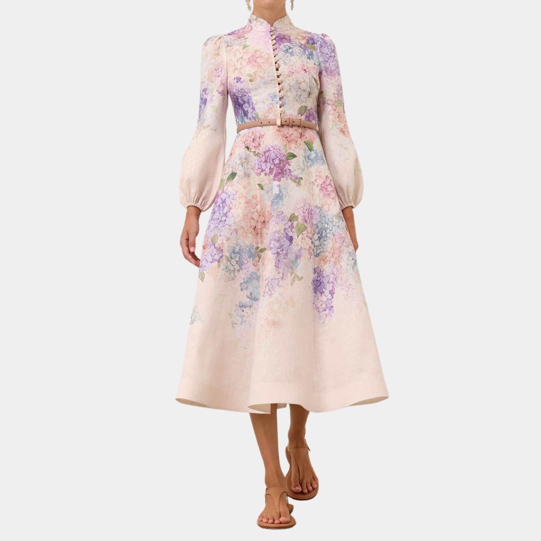 Zimmermann Dawning Buttoned Midi Dress, Model, Front