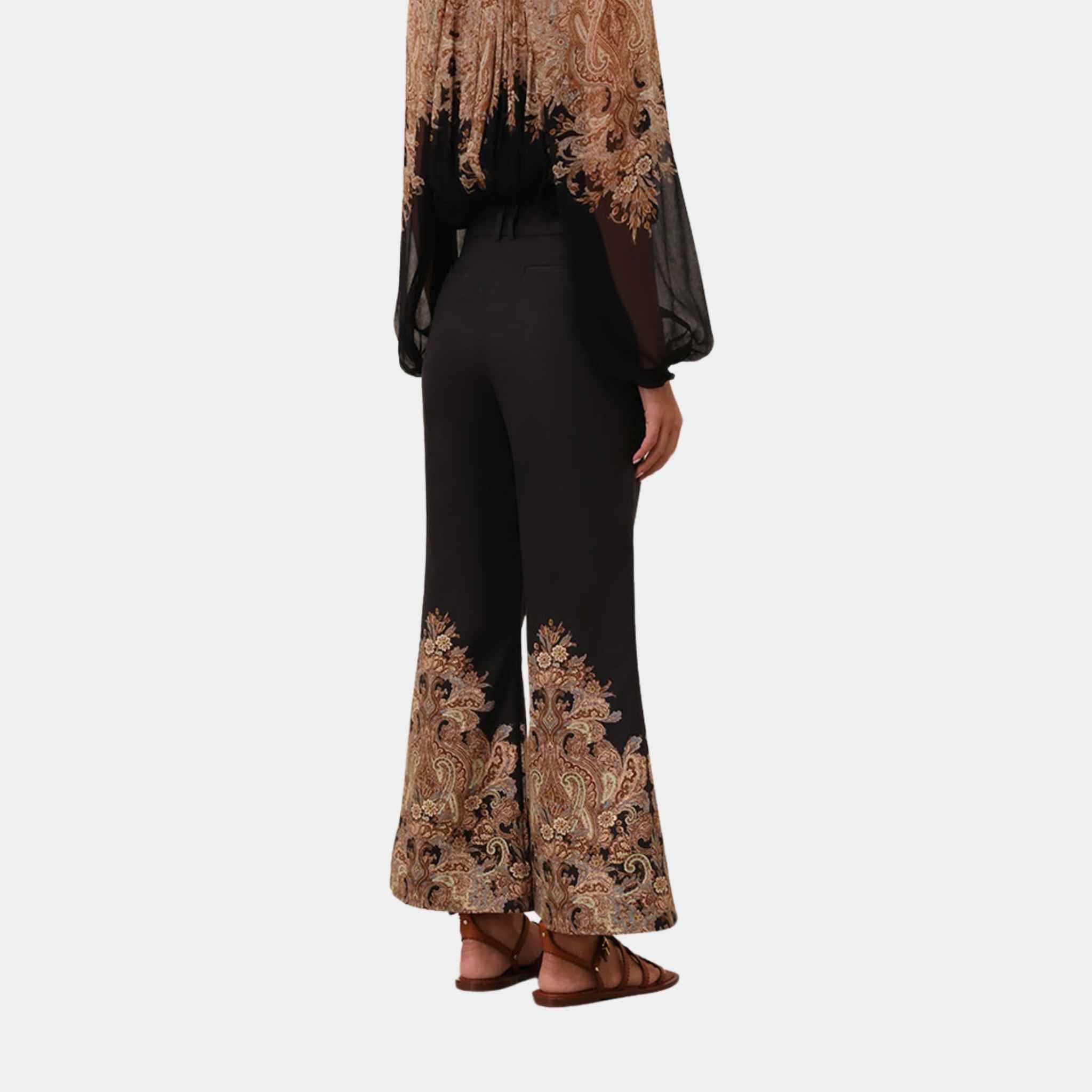 Zimmermann Dawning Cropped Flare Pants, Model, Back