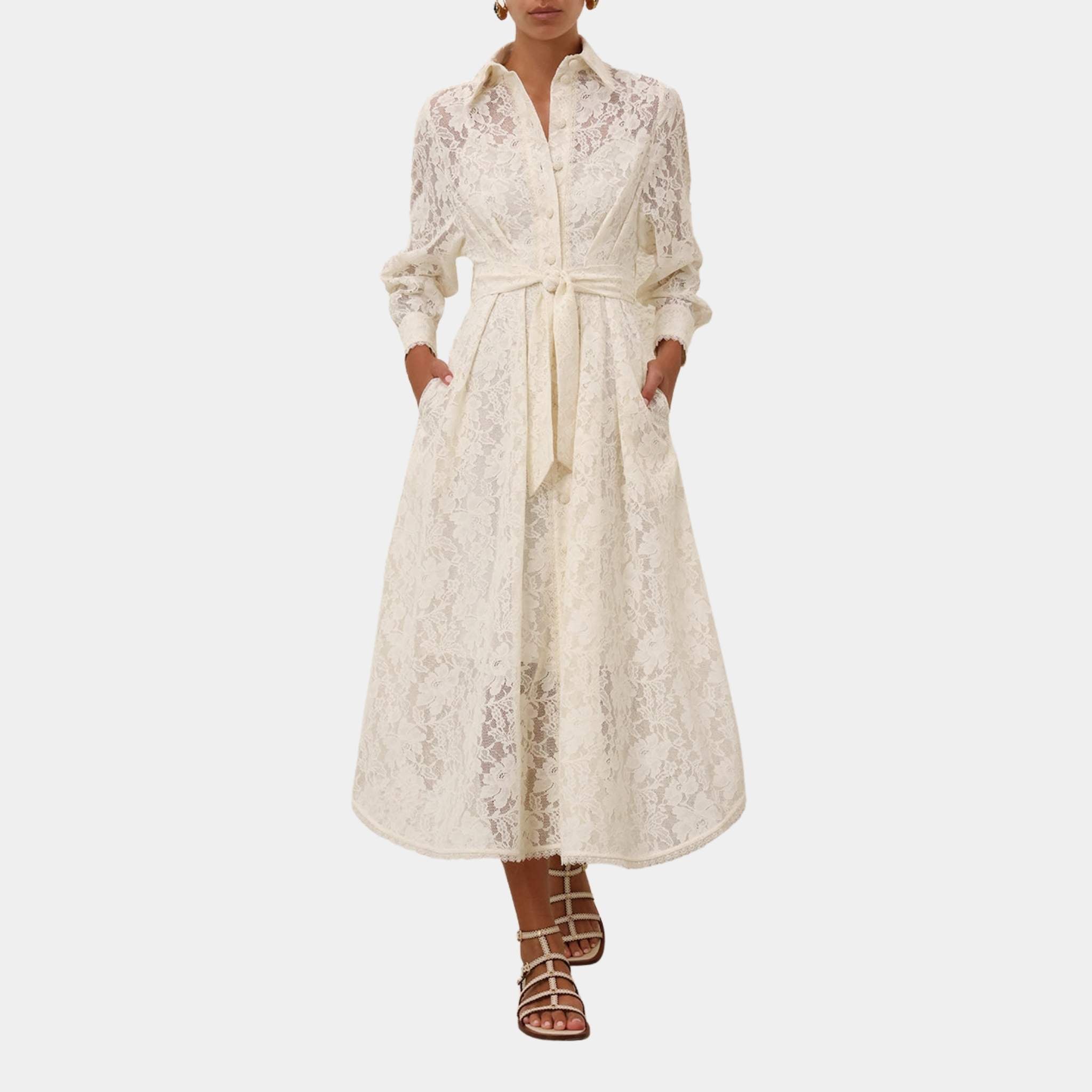 Zimmermann Dawning Tuck Midi Dress, Model, Front