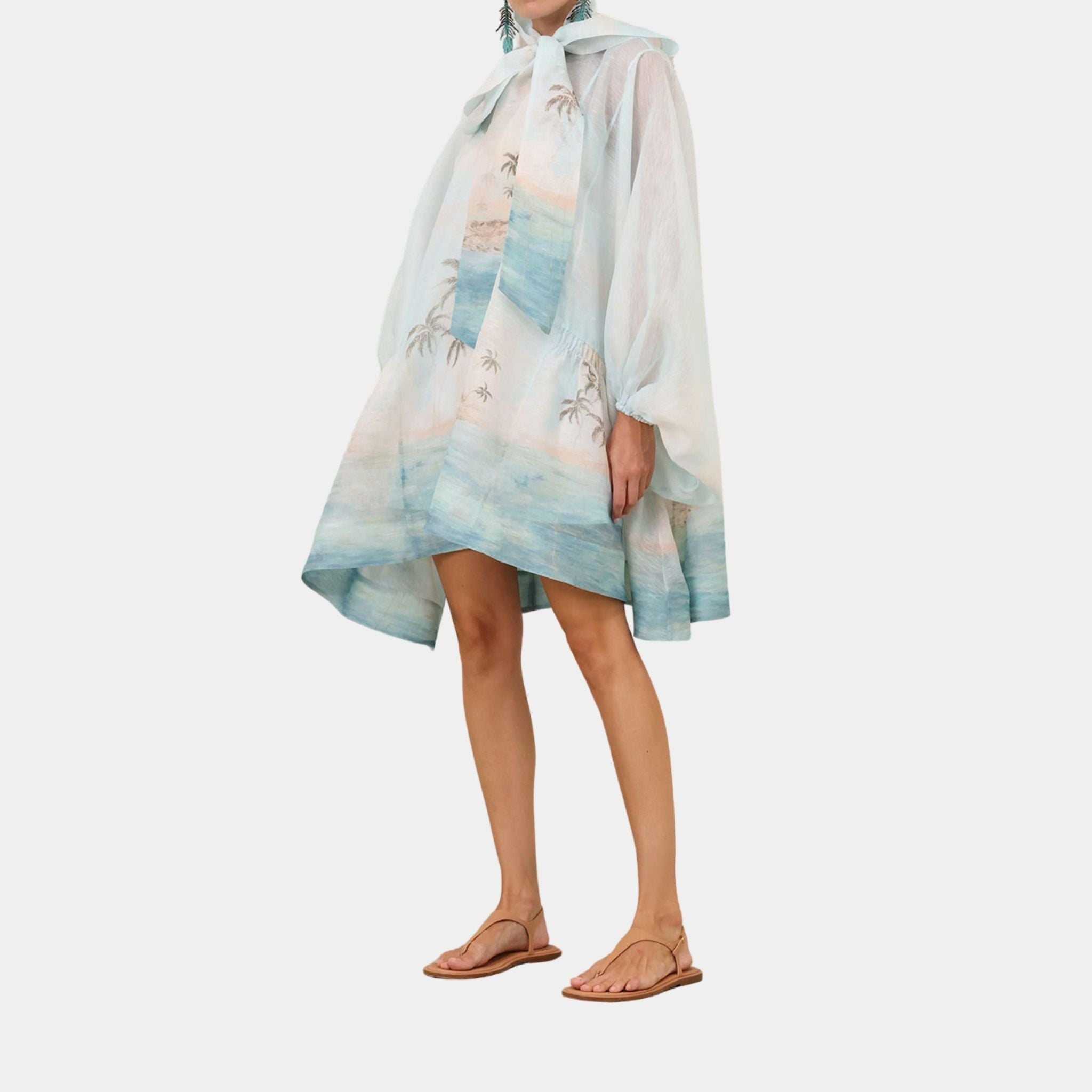 Zimmermann Illuminate Billow Mini Dress, Model, Front