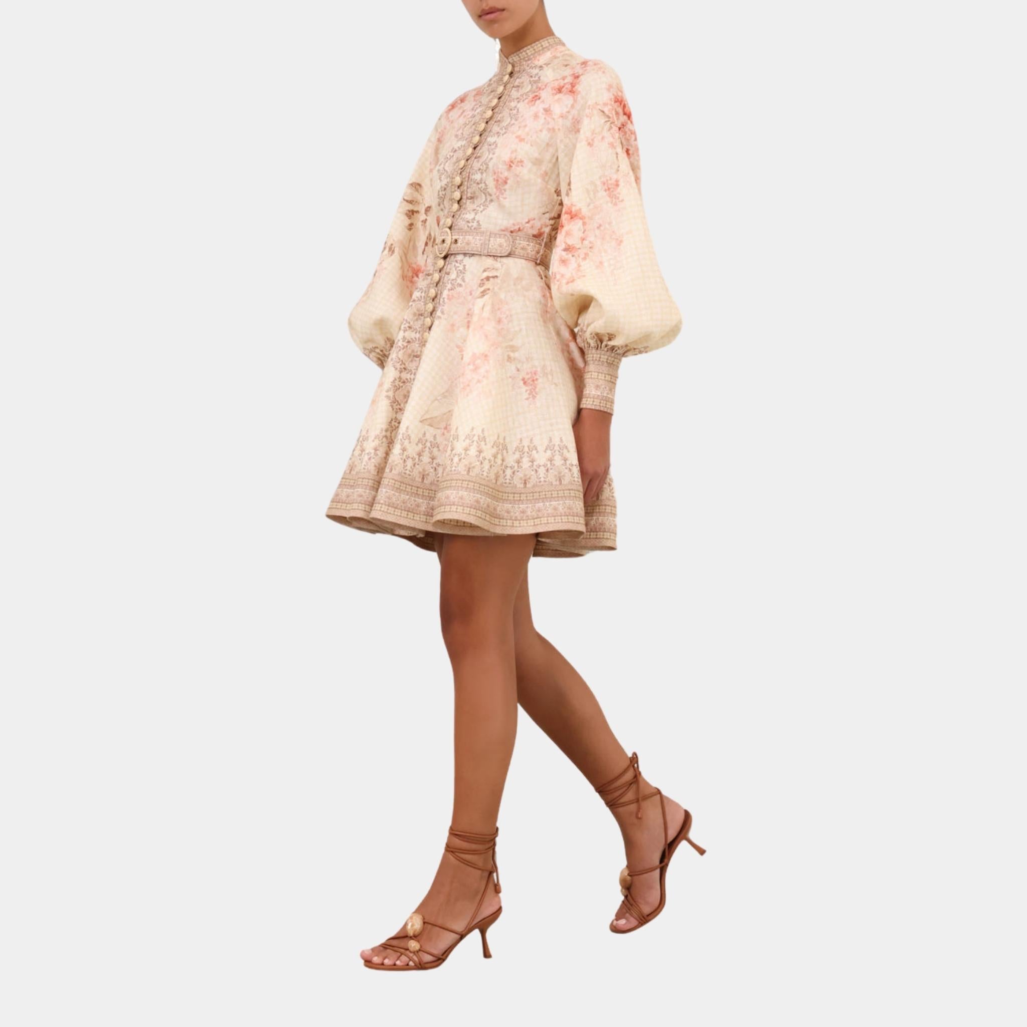 Zimmermann Illuminate Buttoned Mini Dress, Model, Front