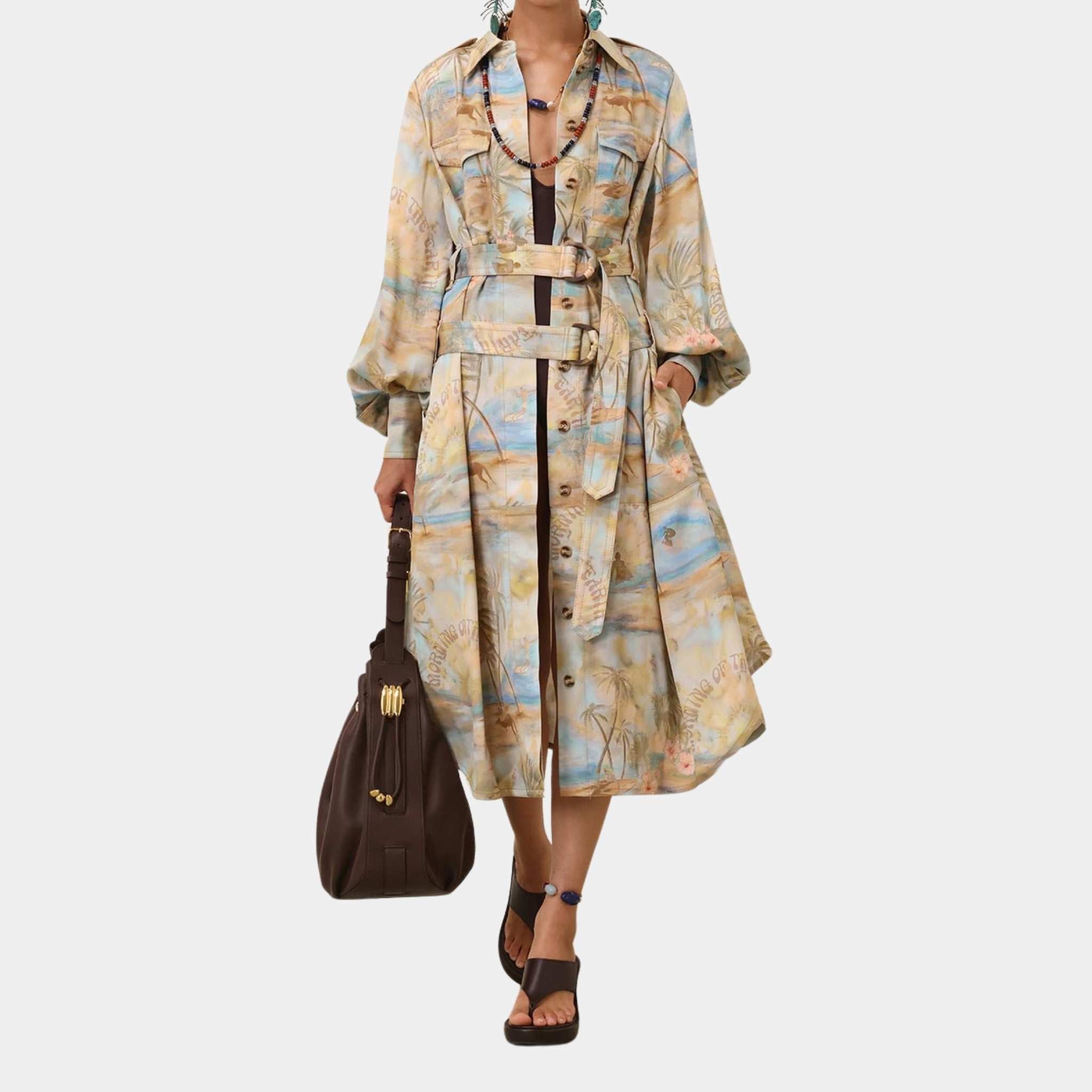 Zimmermann Illuminate Cargo Midi Dress, Model, Front
