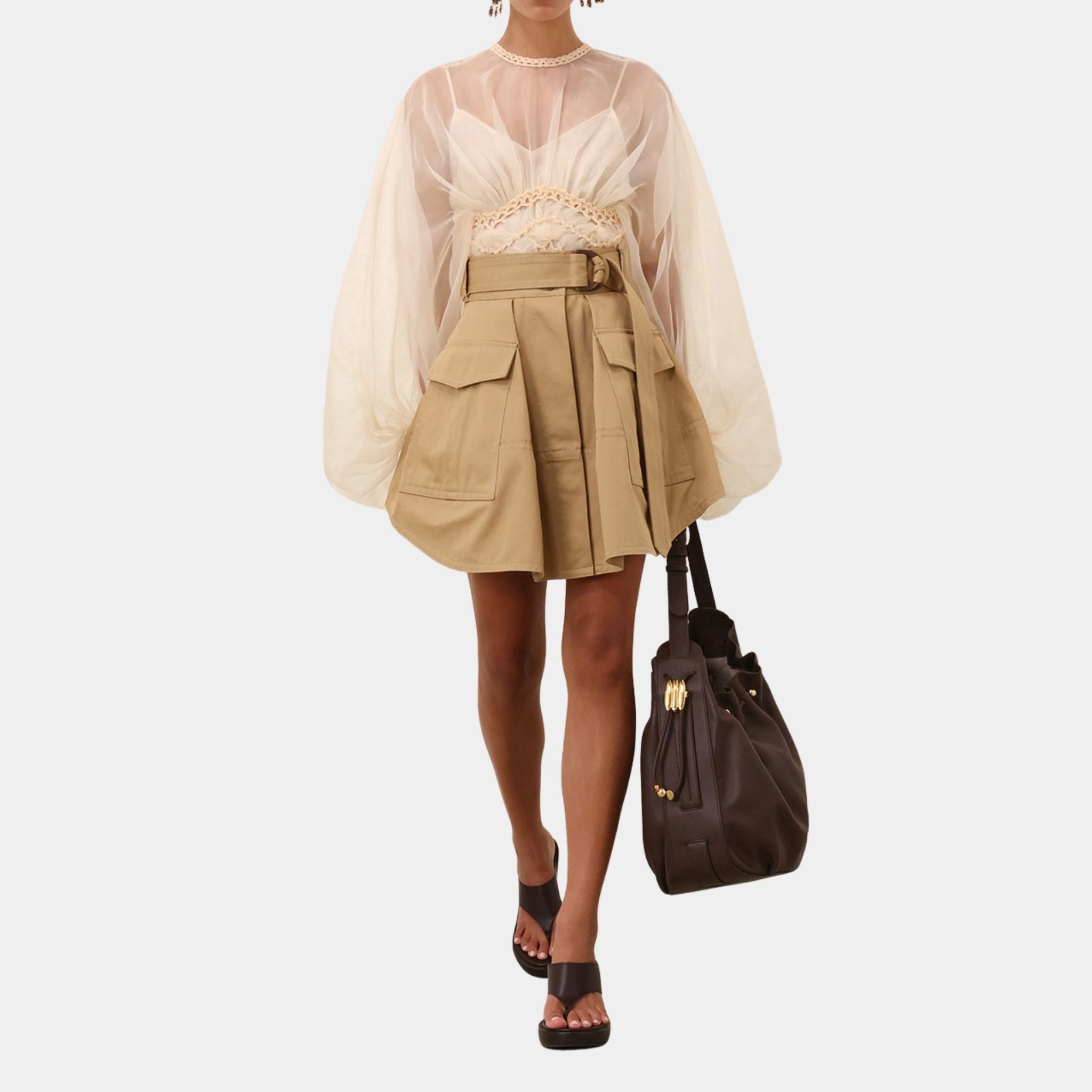 Zimmermann Illuminate Cargo Mini Skirt, Model, Front