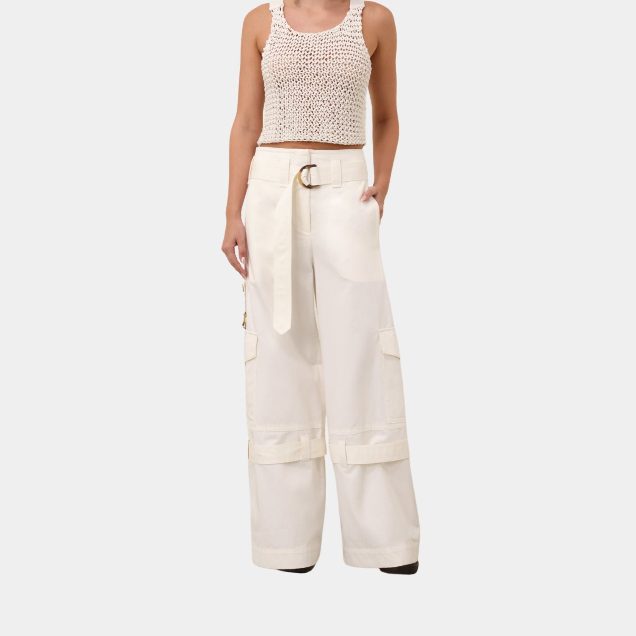 Zimmermann Illuminate Cargo Pants, Ivory, Model