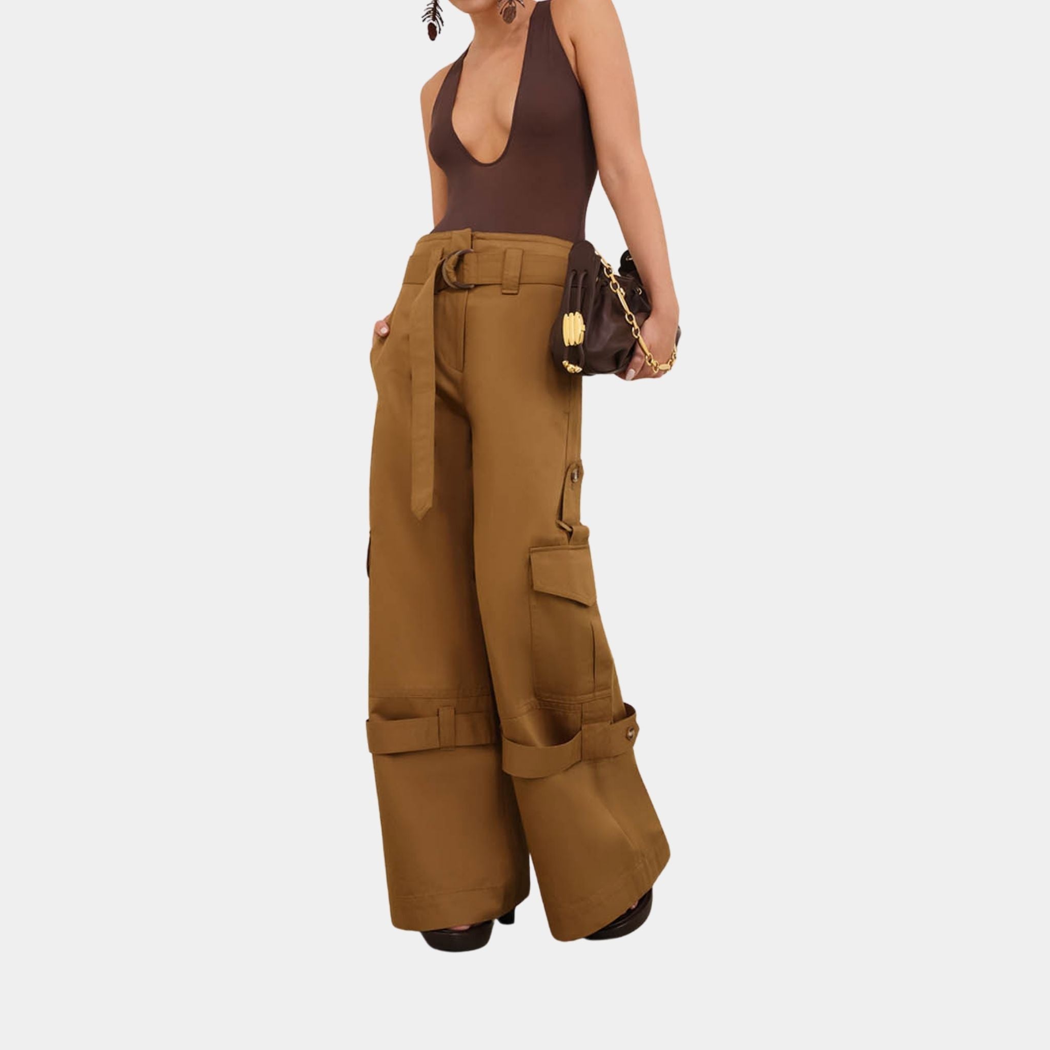Zimmermann Illuminate Cargo Pants, Khaki, Model