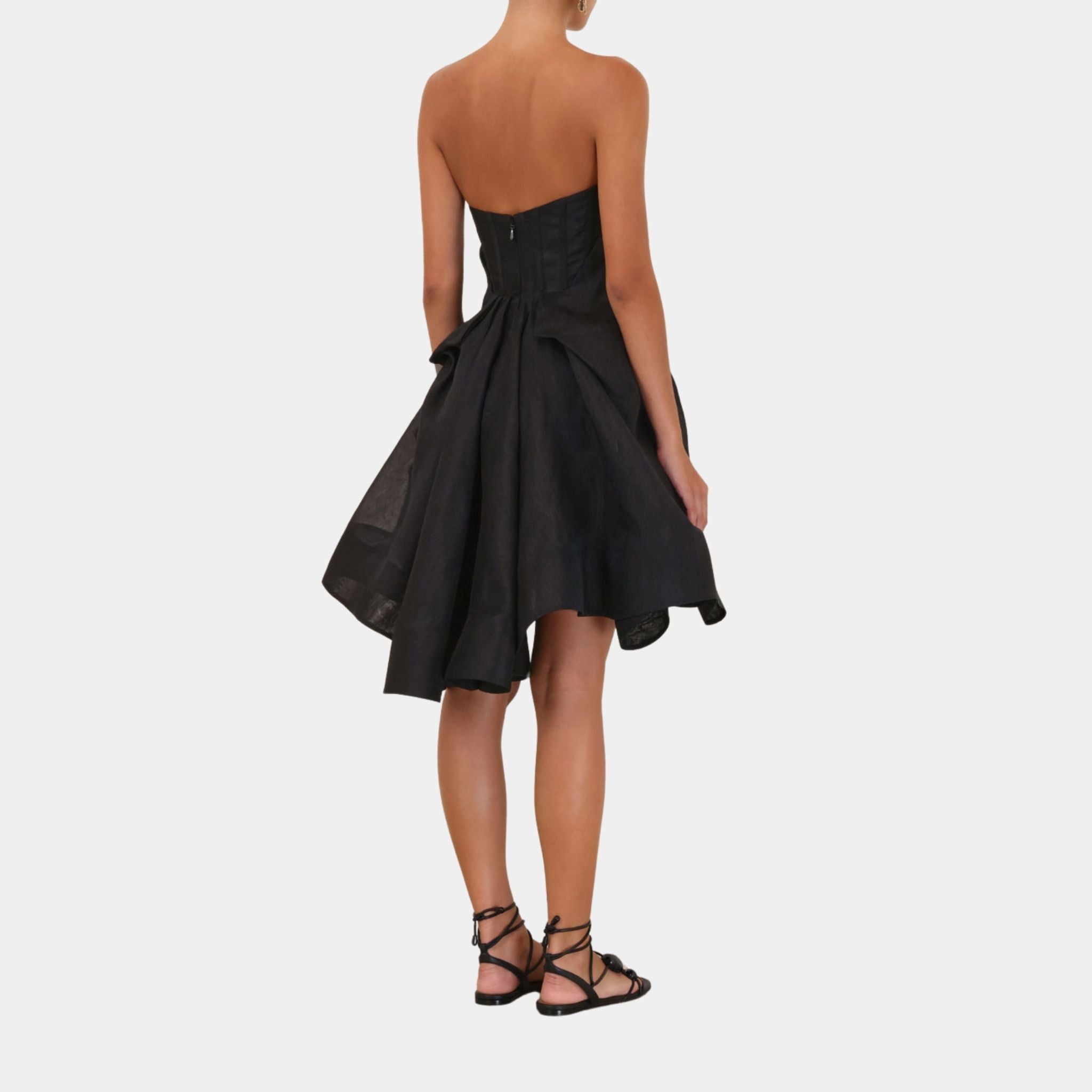 Zimmermann Illuminate Draped Mini Dress, Black, Model, Back