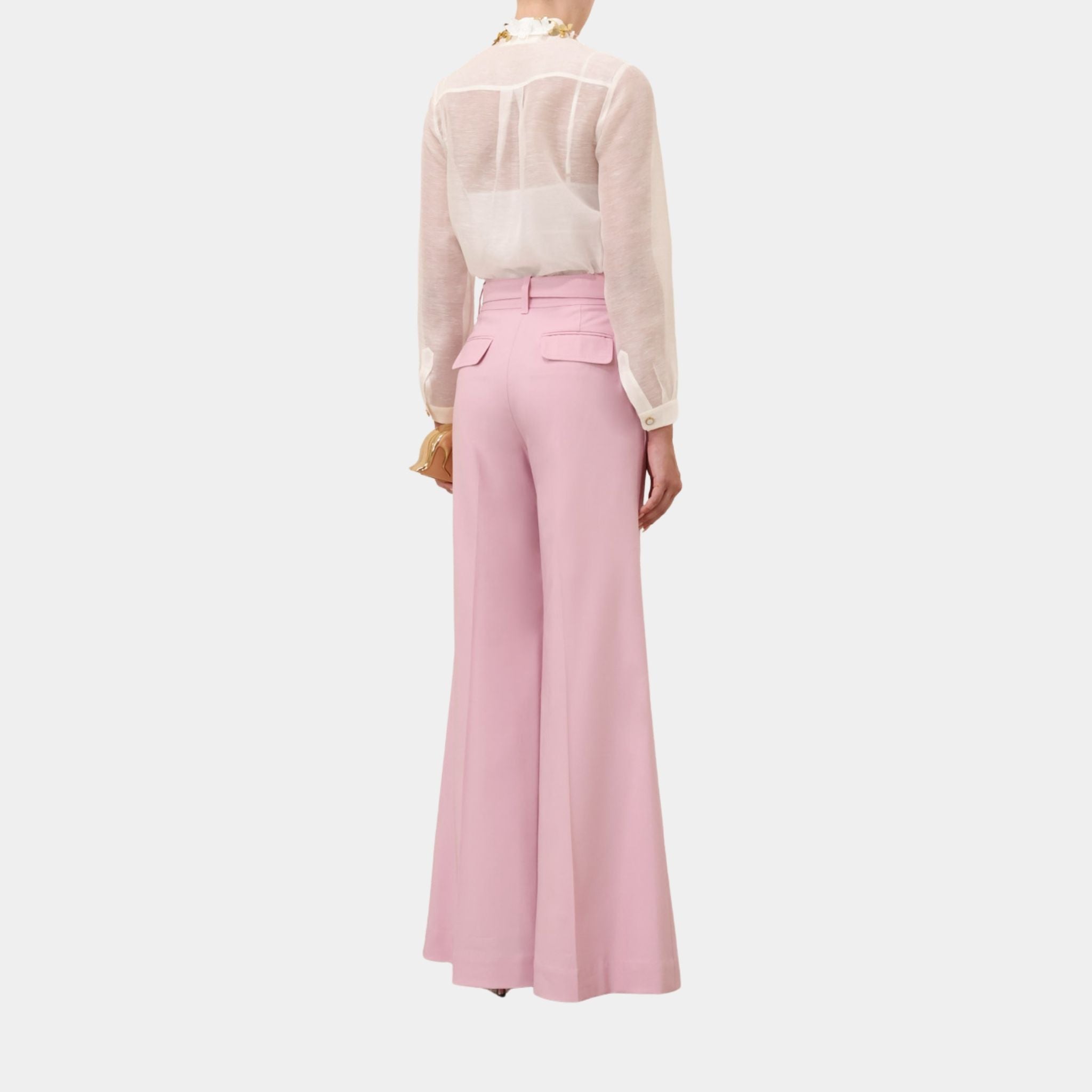 Zimmermann Illuminate Embellished Shirt, Ivory, Model, Back