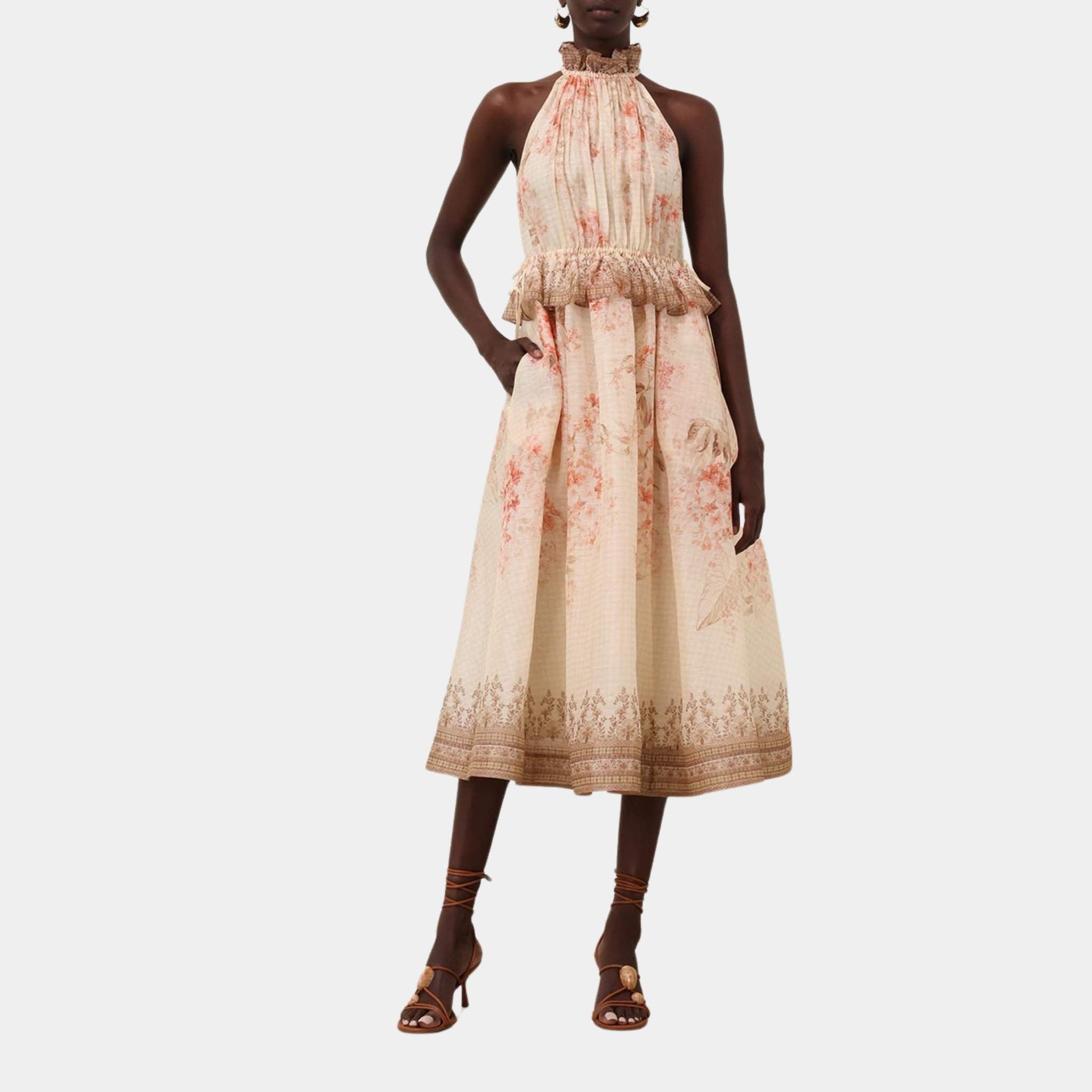 Zimmermann Illuminate Halter Midi Dress, Model, Front