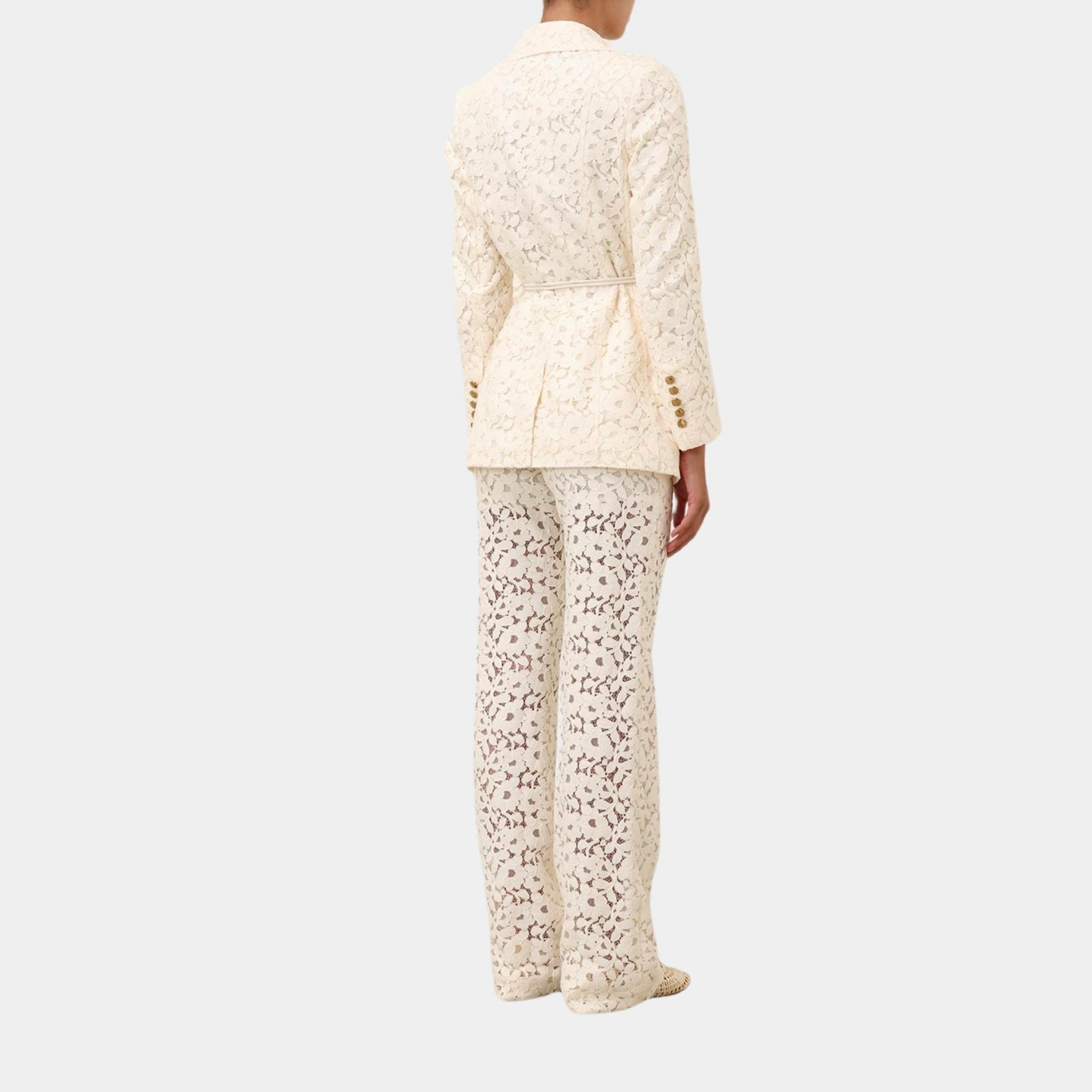 Zimmermann Illuminate Lace Belted Jacket, Model, Back