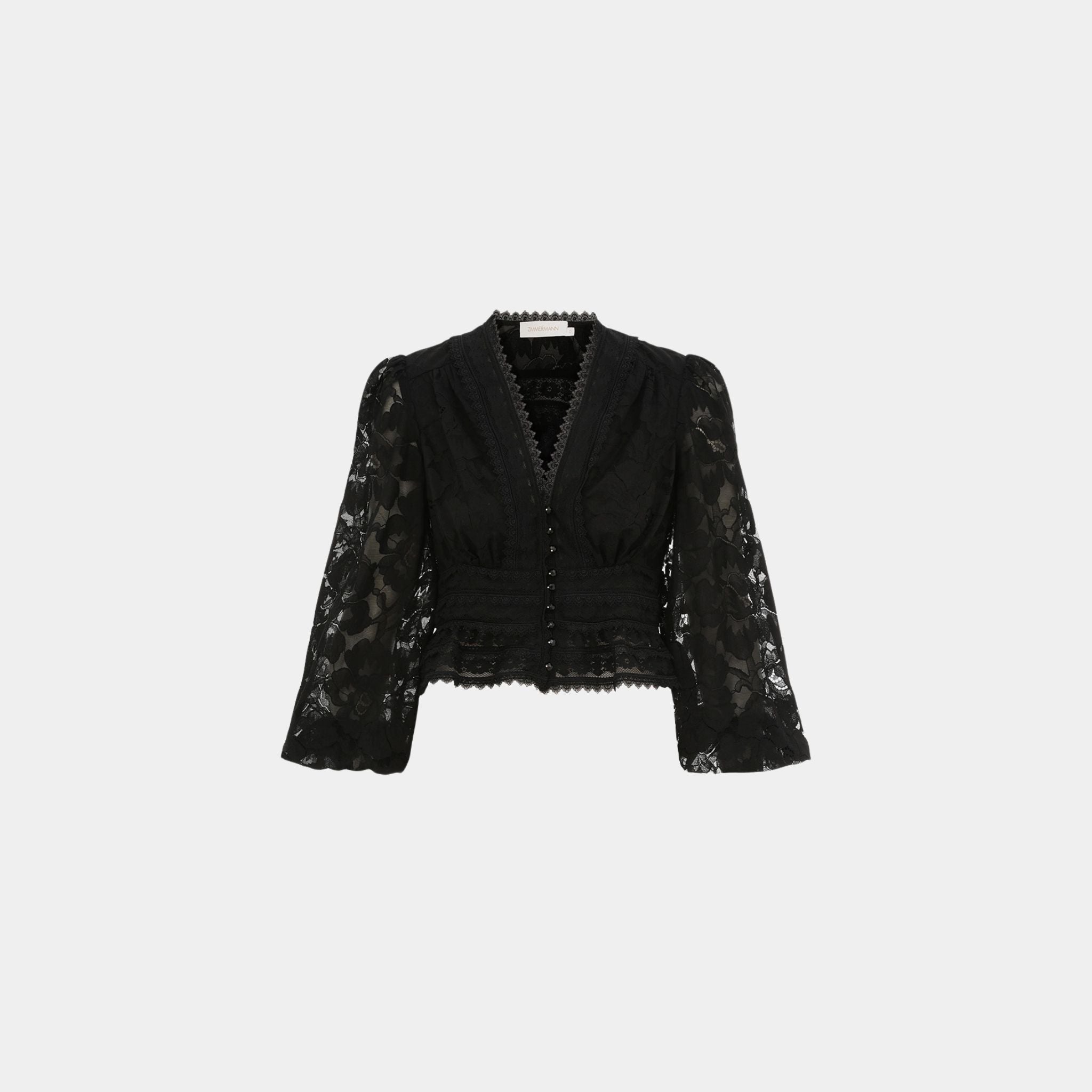 Zimmermann Illuminate Lace Peplum Blouse, Front
