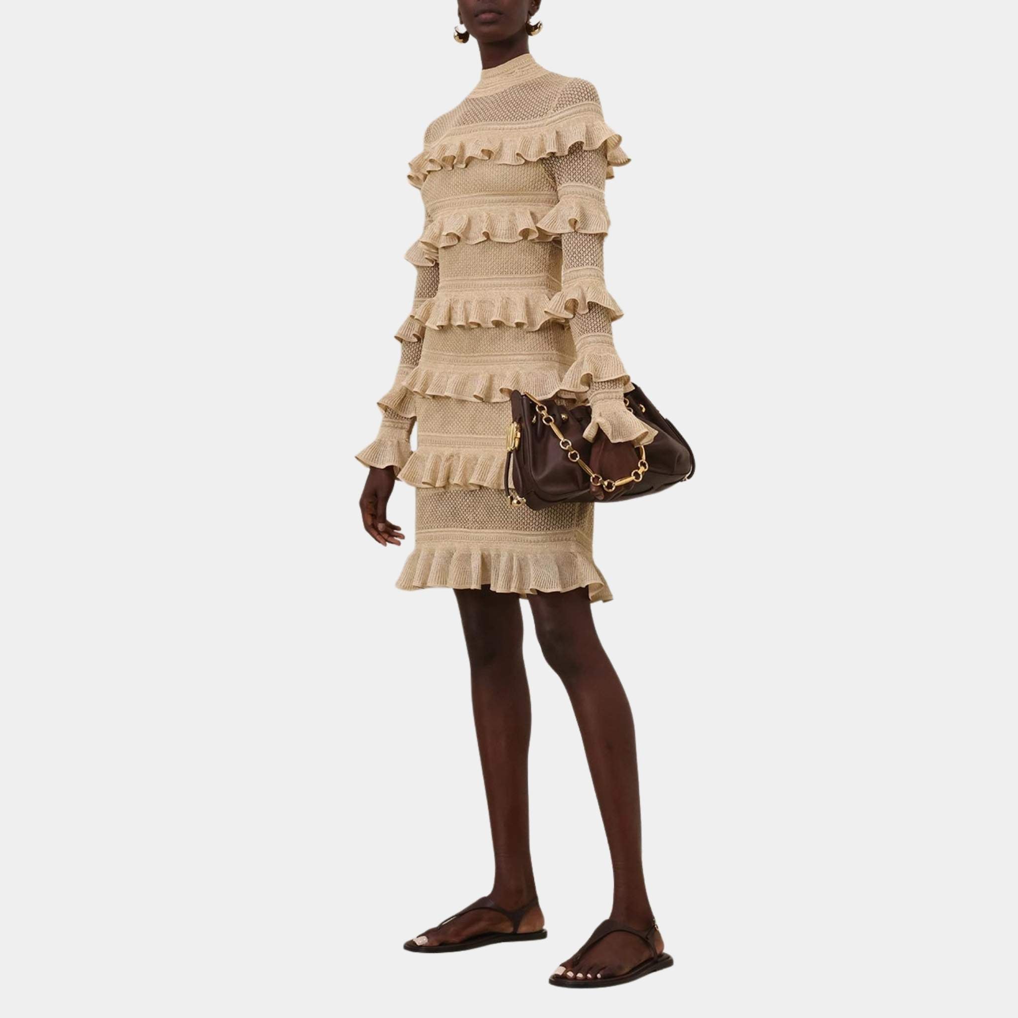 Zimmermann Illuminate Metallic Frill Mini, Model, Front