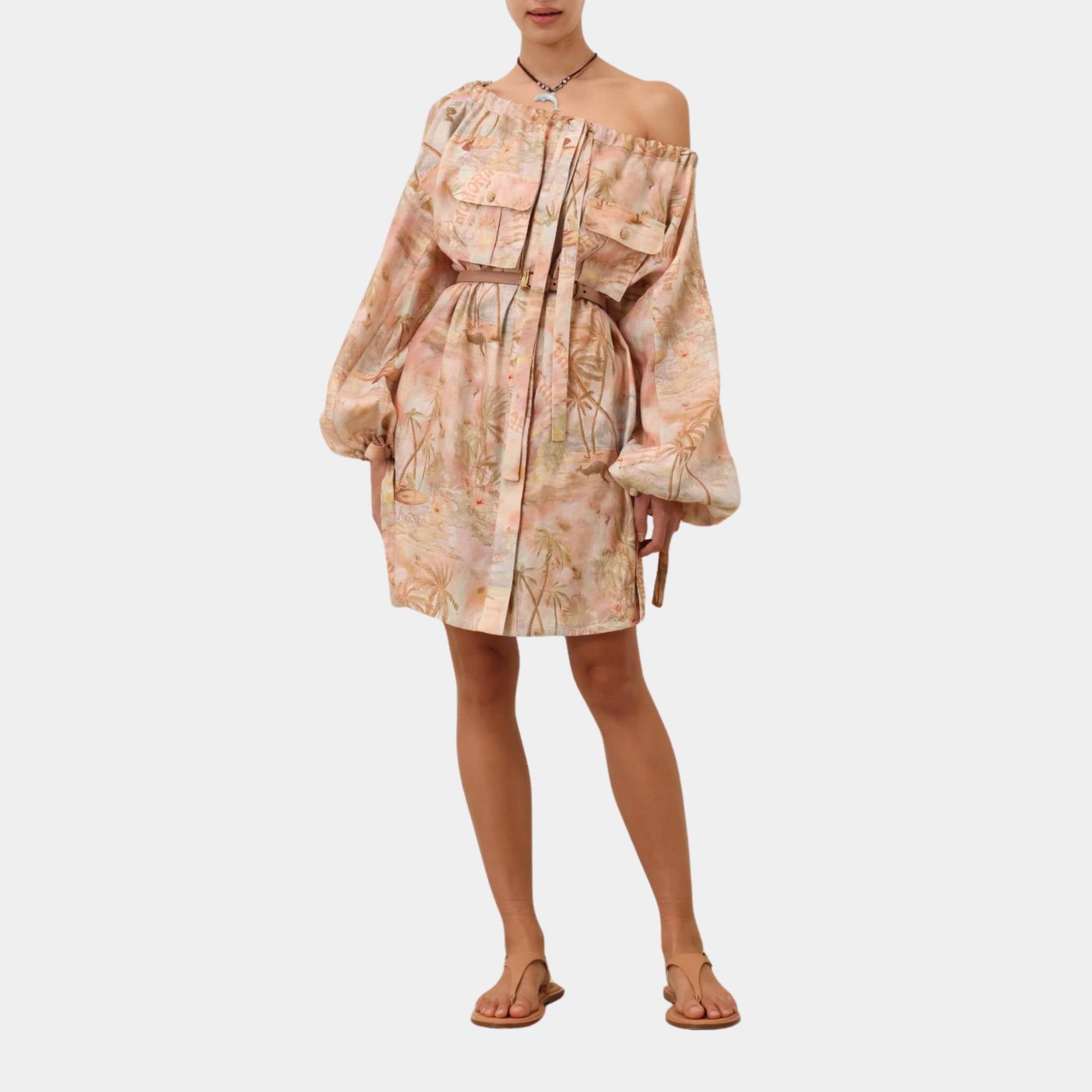 Zimmermann Illuminate Relaxed Mini Dress, Model, Front