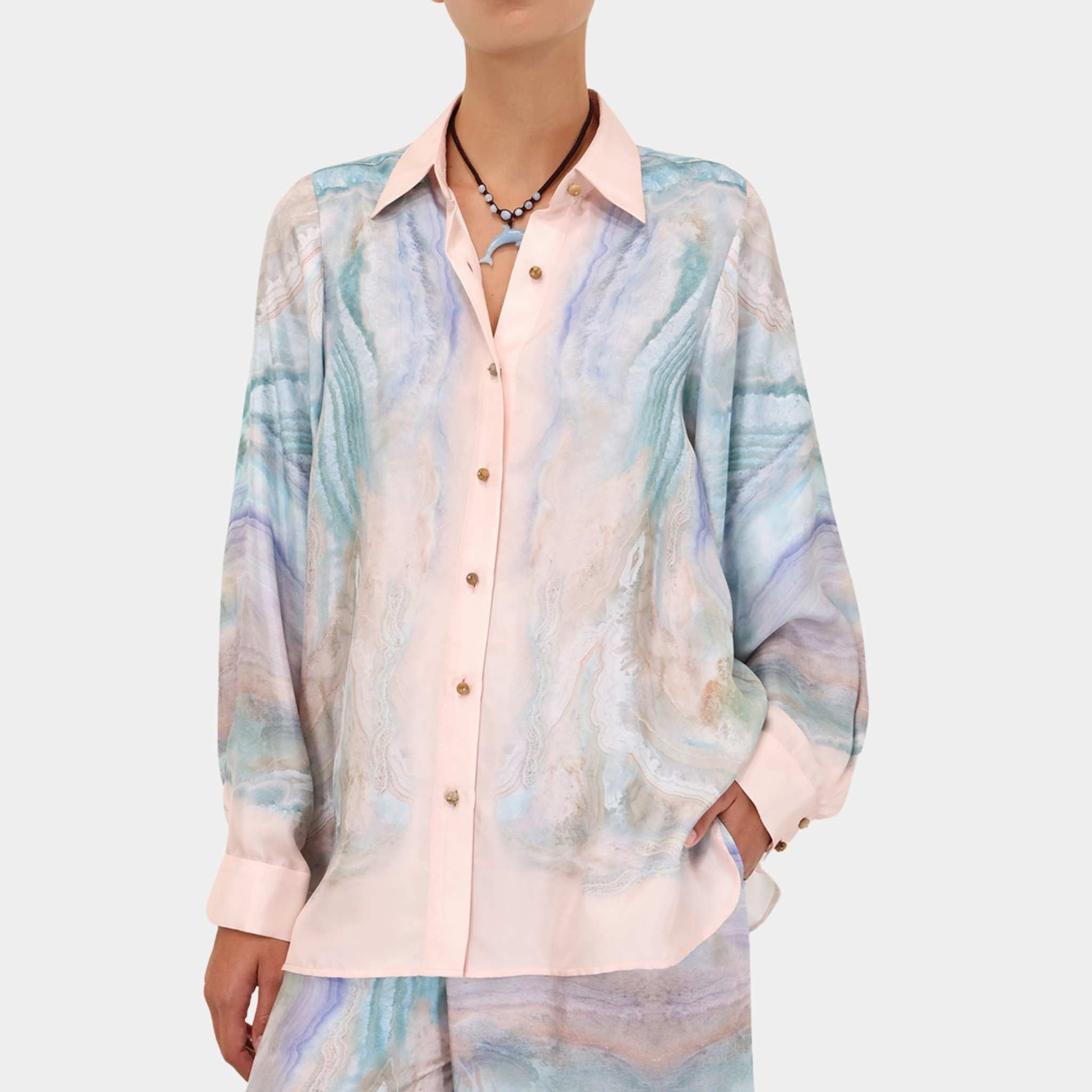 Zimmermann Illuminate Relaxed Shirt, Model, Front