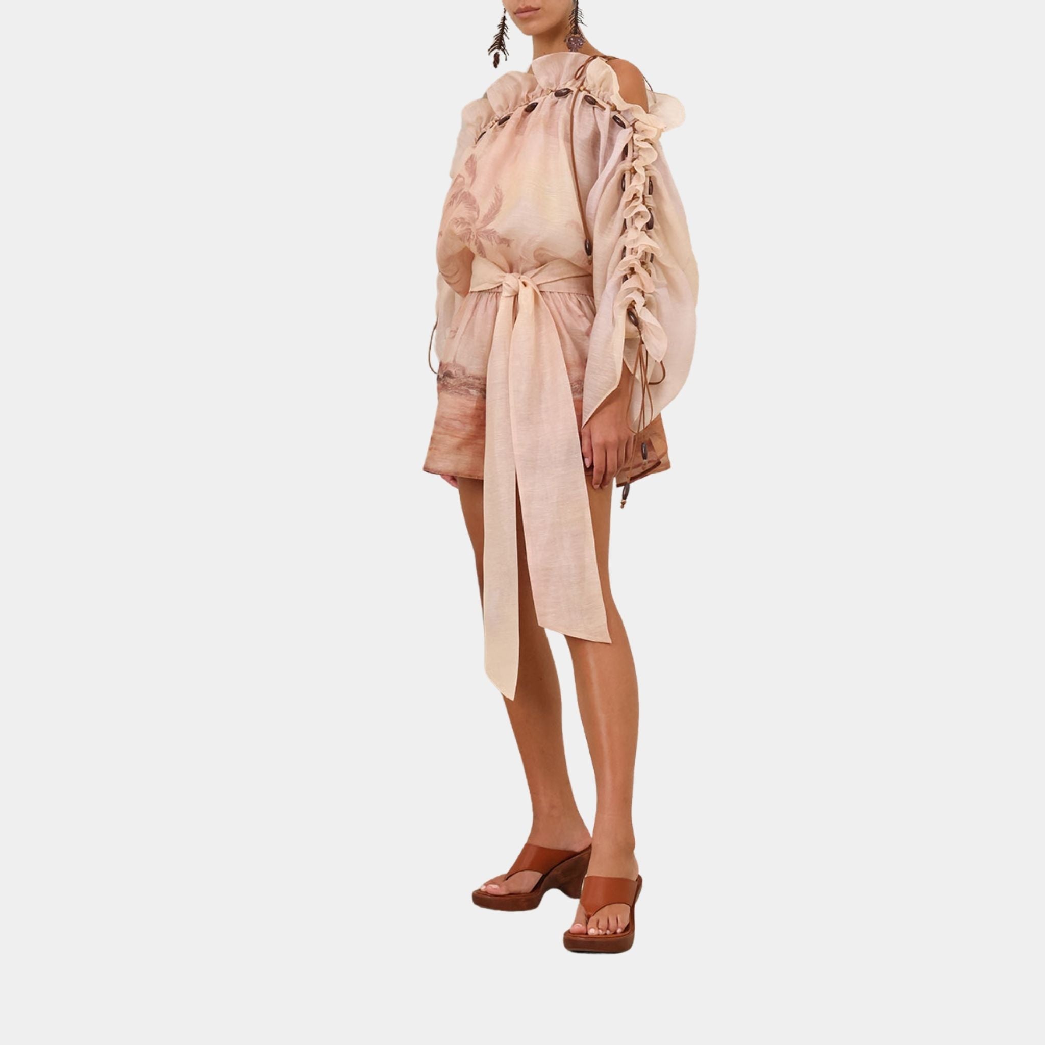 Zimmermann Illuminate Ruffle Mini Dress, Model, Front