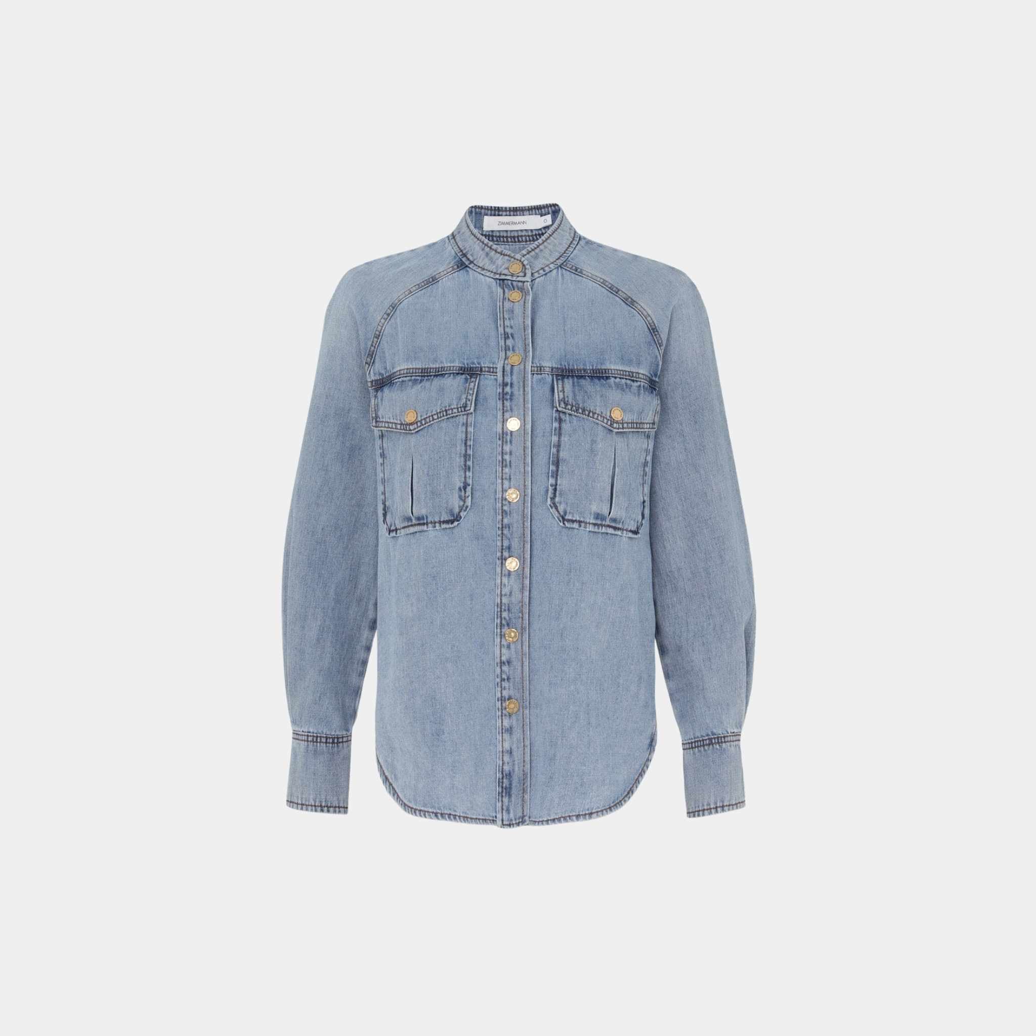 Zimmermann Illuminate Scoop Denim Shirt, Front