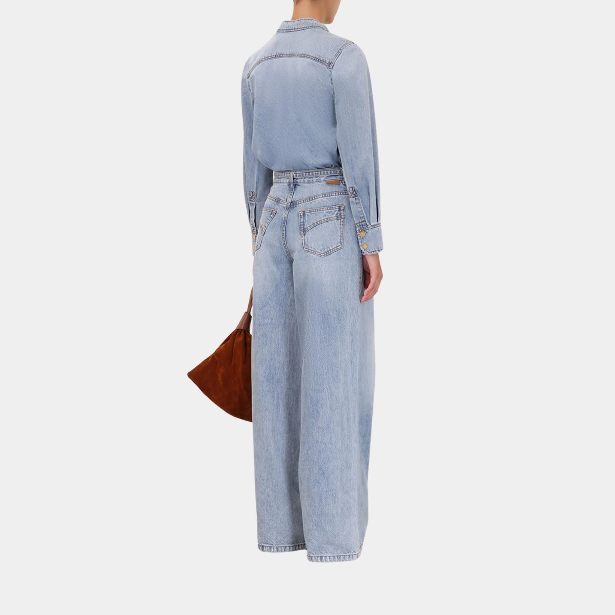 Zimmermann Illuminate Scoop Denim Shirt, Model, Back