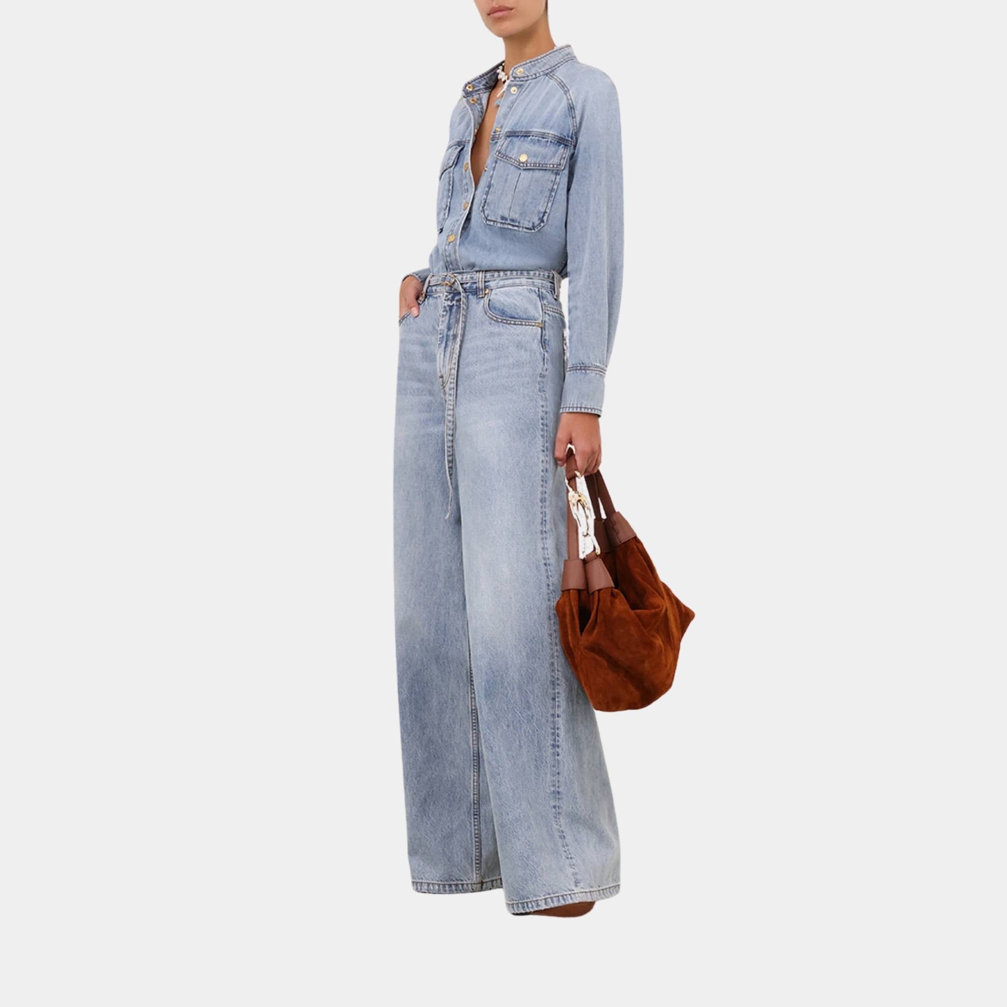 Zimmermann Illuminate Scoop Denim Shirt, Model, Front