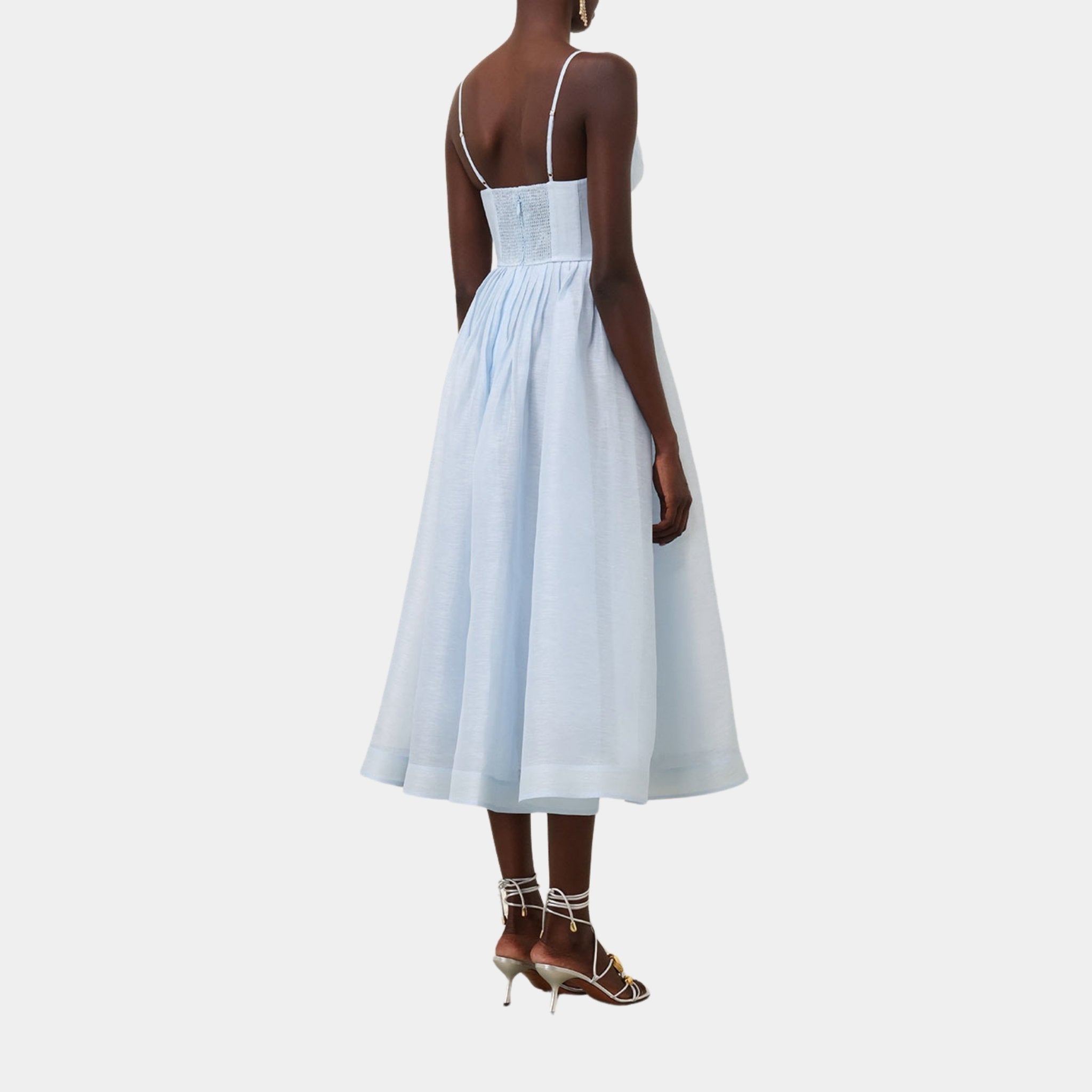 Zimmermann Illuminate V Neck Midi Dress, Model, Back