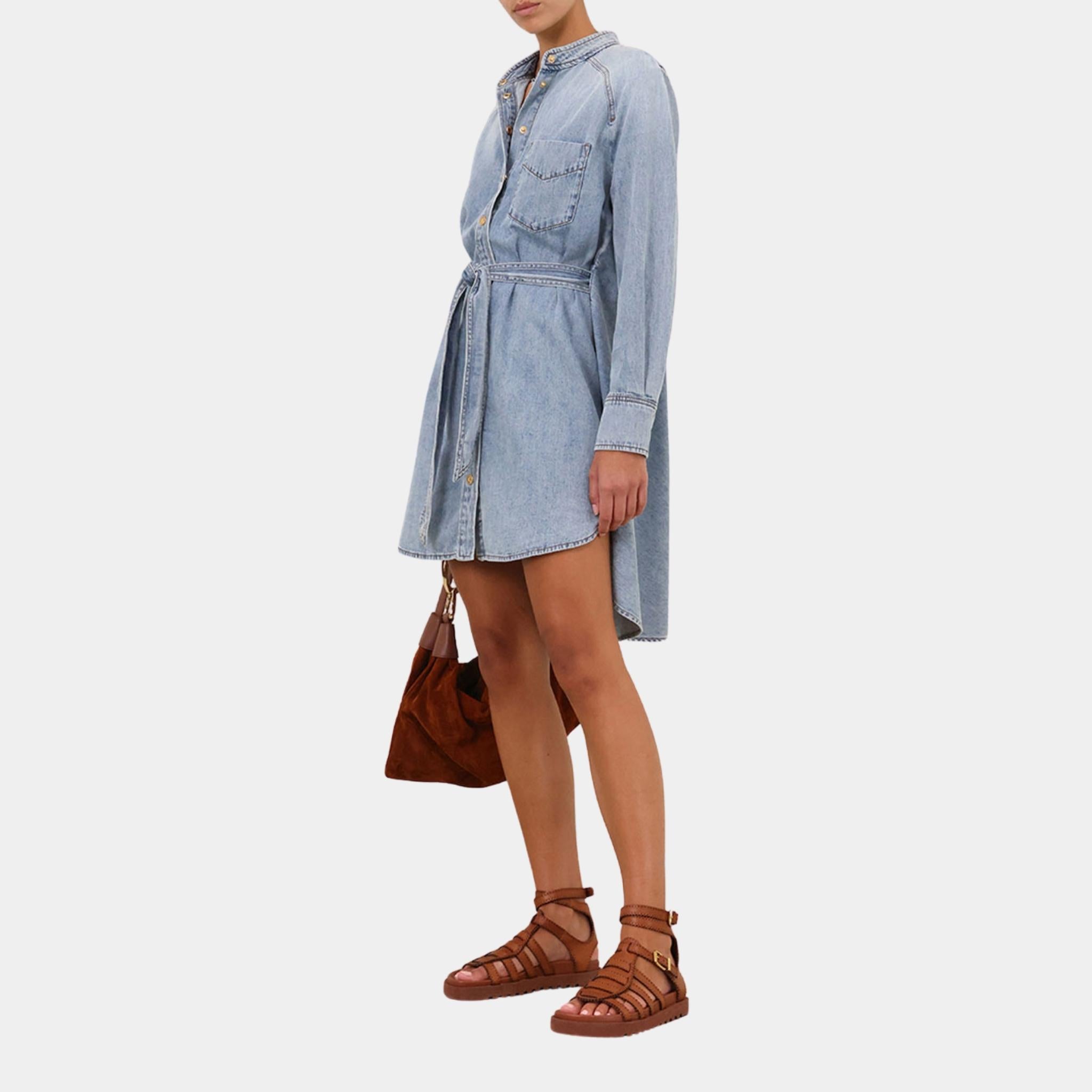 Zimmermann Scoop Denim Dress, Model, Front