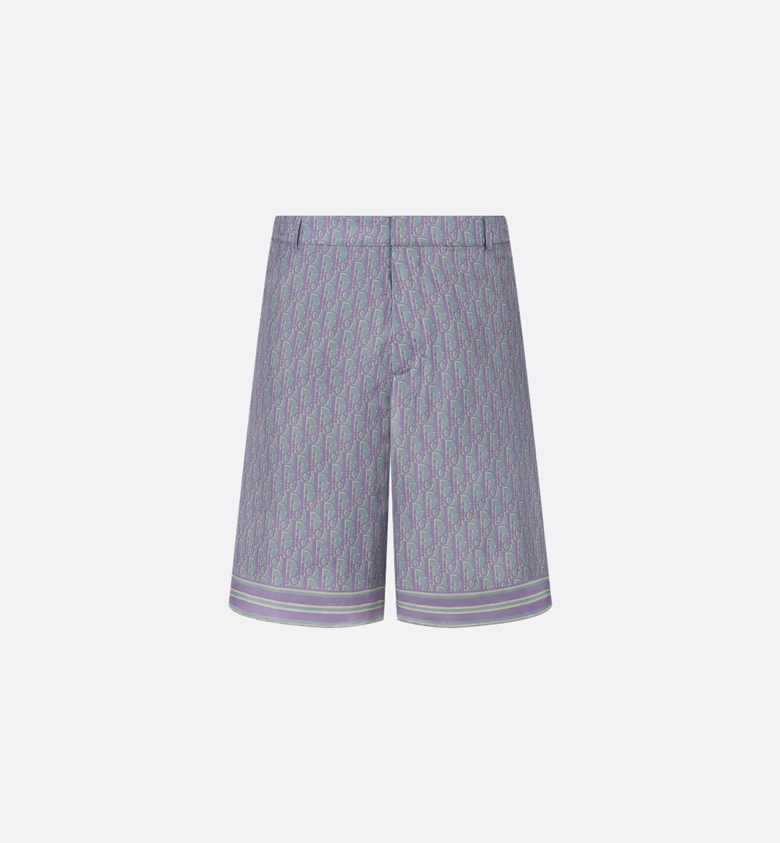 Oblique Bermuda Shorts Blue Silk Twill