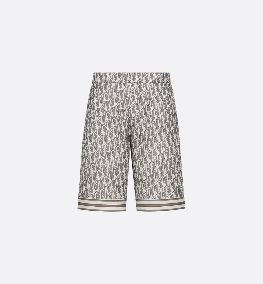 Oblique Bermuda Shorts Gray Silk Twill