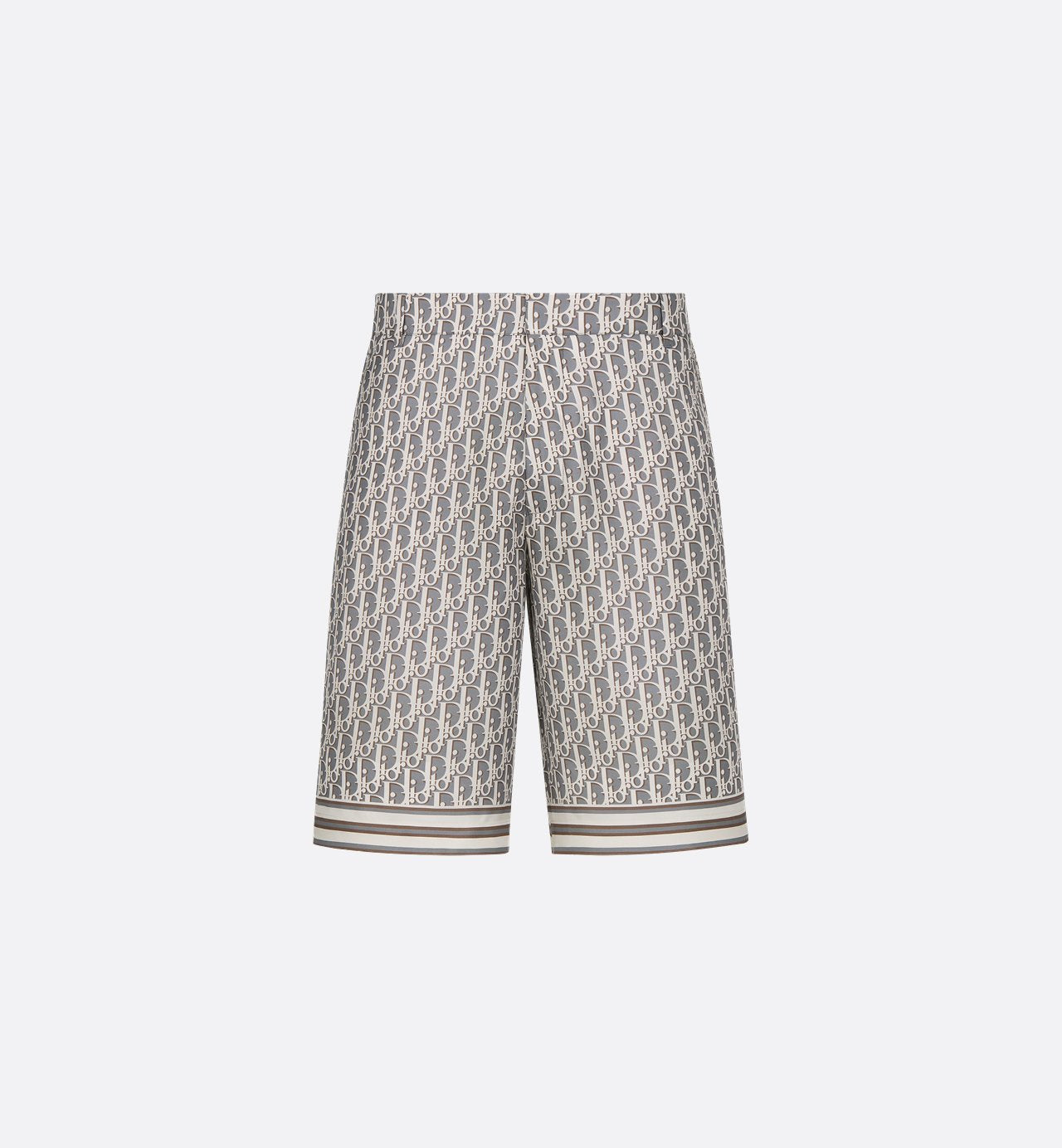 Oblique Bermuda Shorts Gray Silk Twill