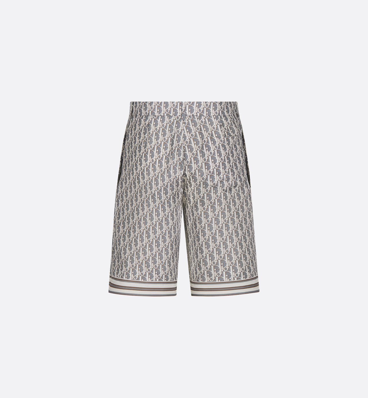 Oblique Bermuda Shorts Gray Silk Twill