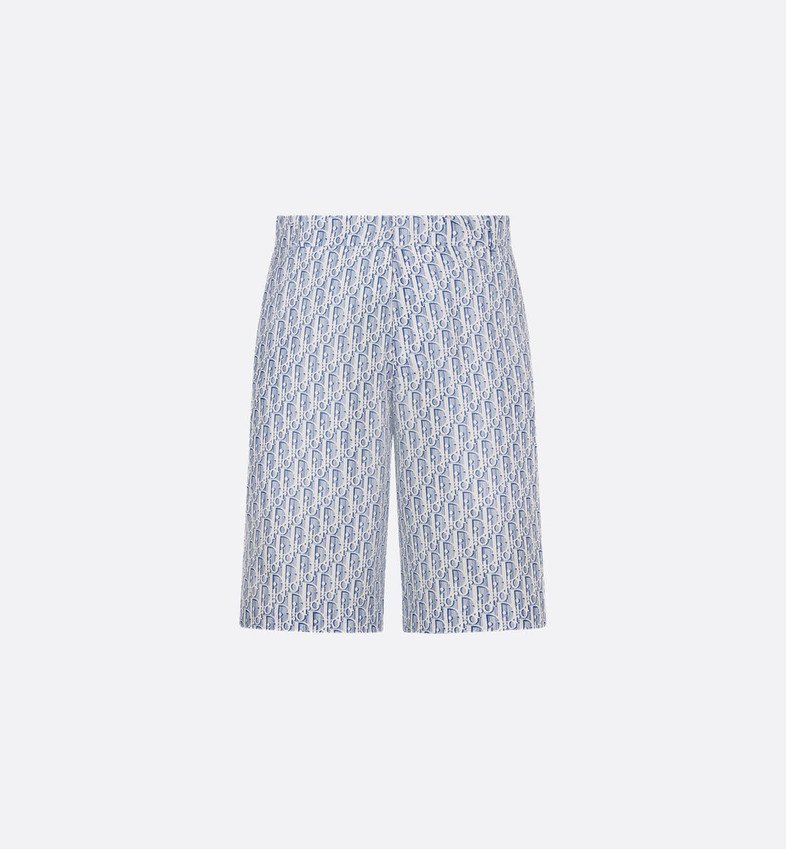 Oblique Bermuda Shorts Blue Striped Silk Twill