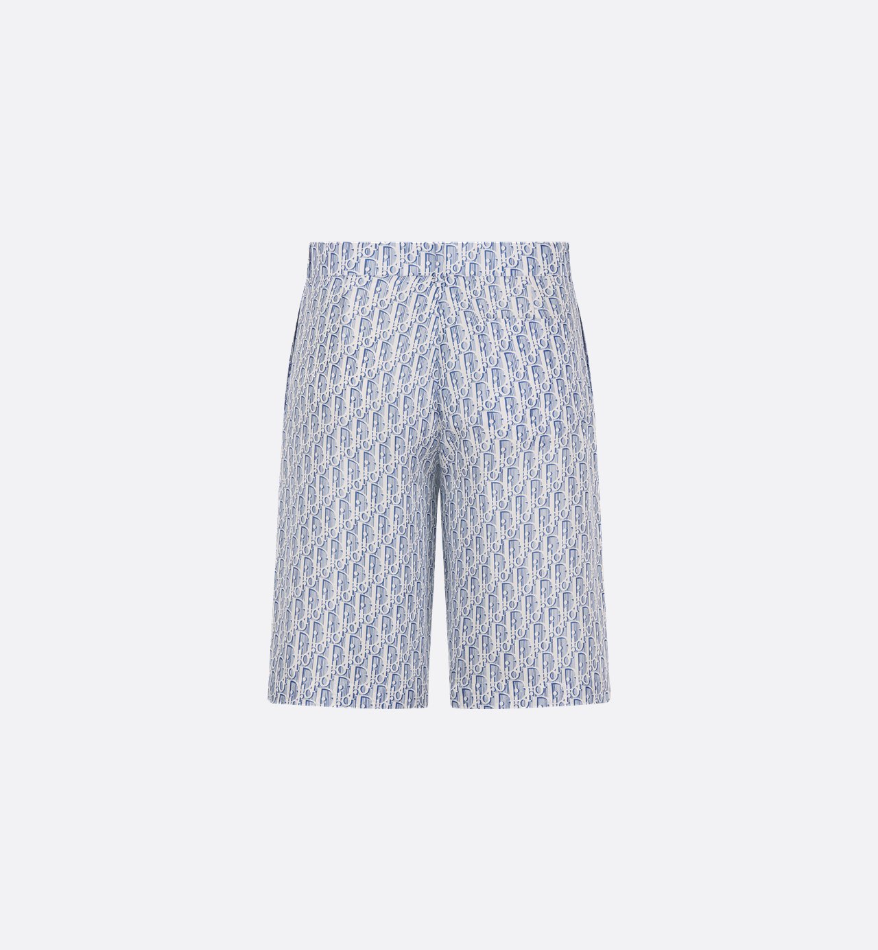 Oblique Bermuda Shorts Blue Striped Silk Twill