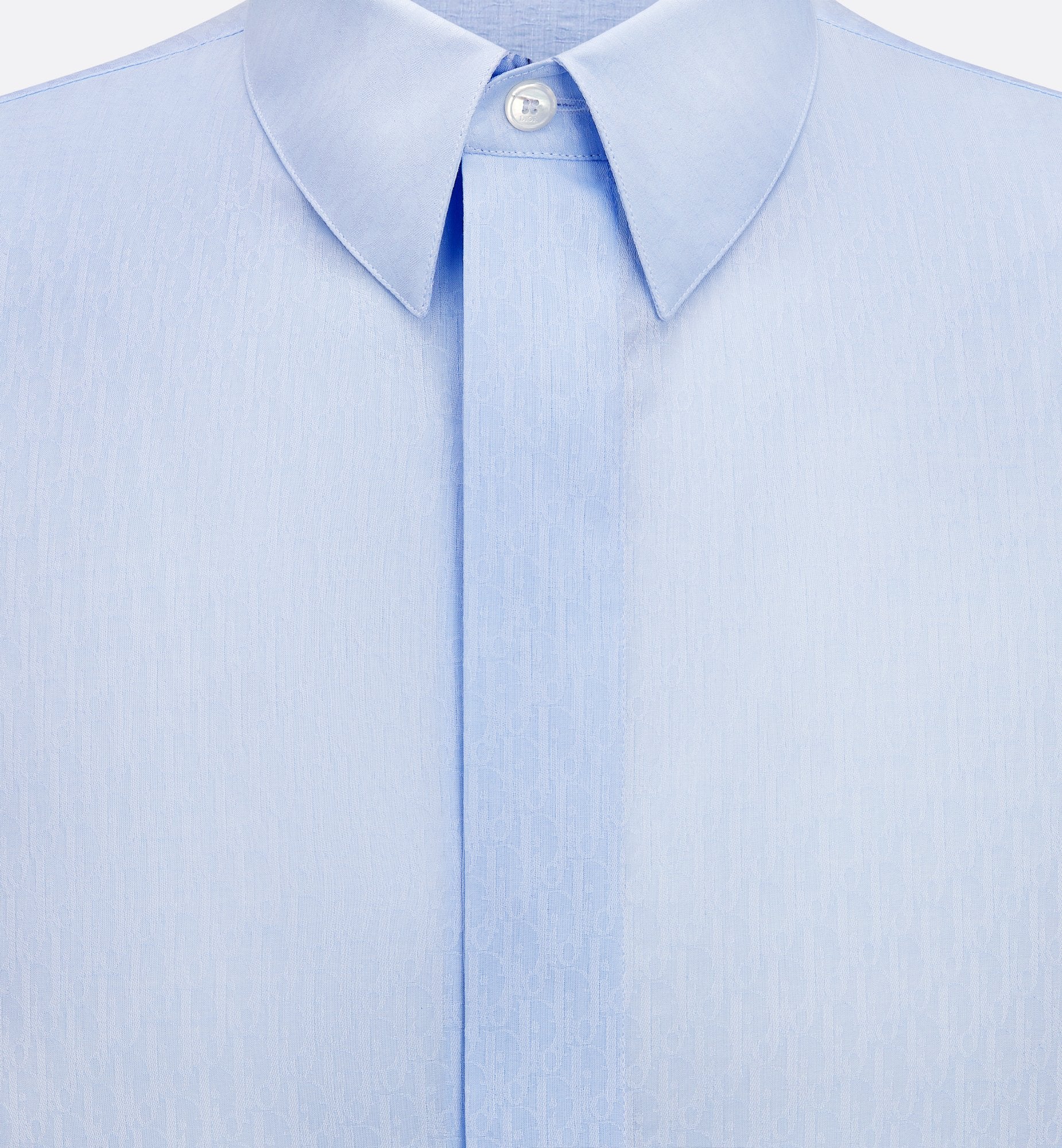 Oblique Shirt Blue Cotton Jacquard