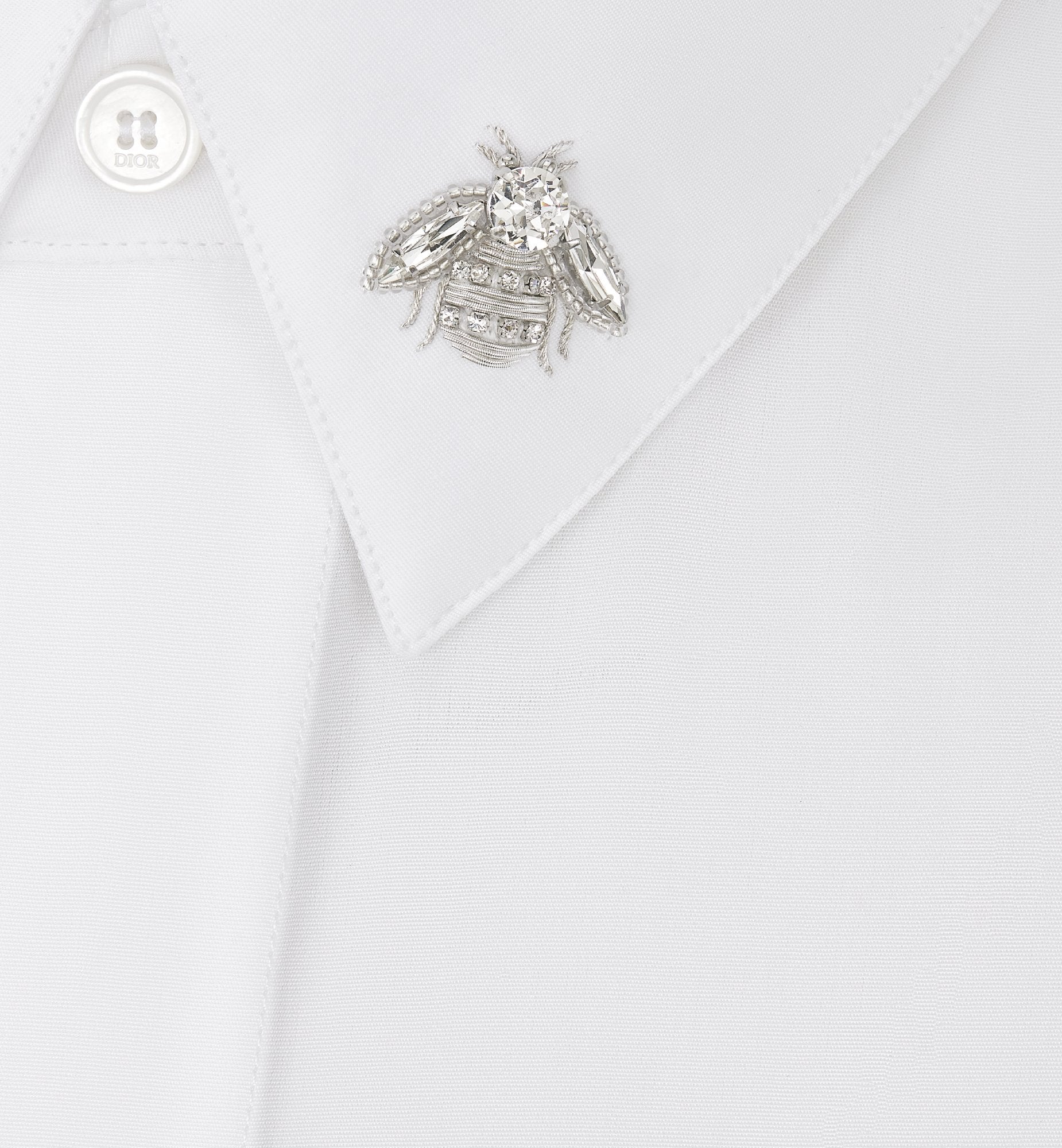 Shirt With Embroidered Bee Jewel White Cotton Poplin