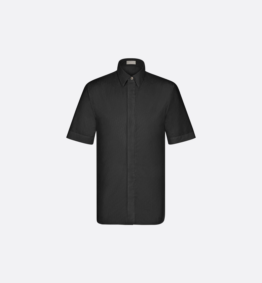 Oblique Short-Sleeved Shirt Black Cotton Jacquard