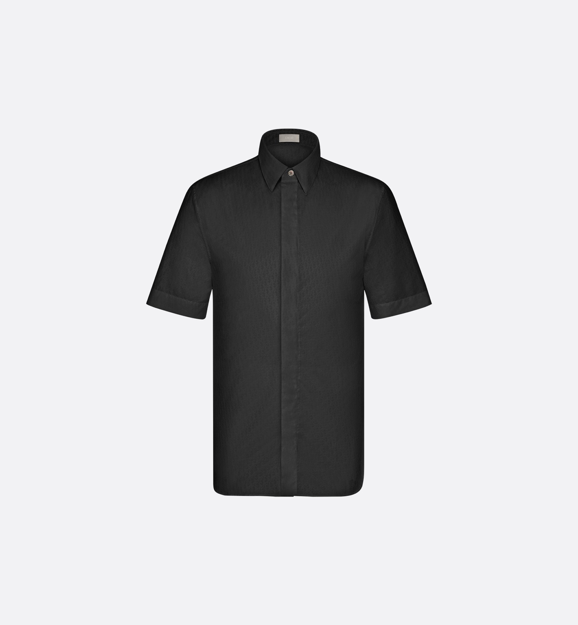 Oblique Short-Sleeved Shirt Black Cotton Jacquard