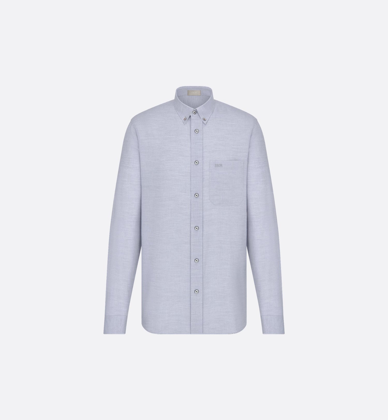 Shirt With Dior Embroidery Gray Cotton Flannel And Silk Blend