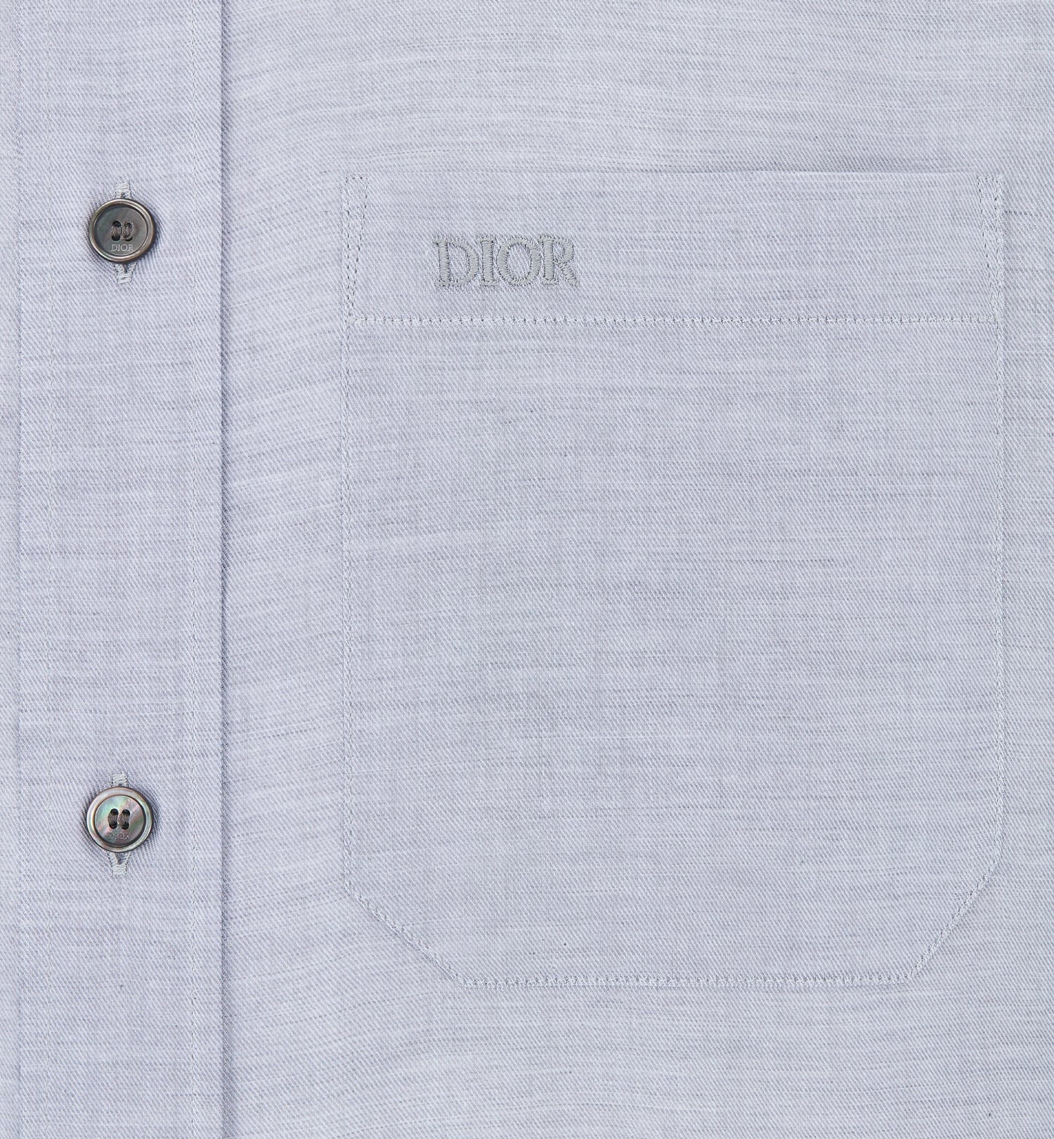 Shirt With Dior Embroidery Gray Cotton Flannel And Silk Blend