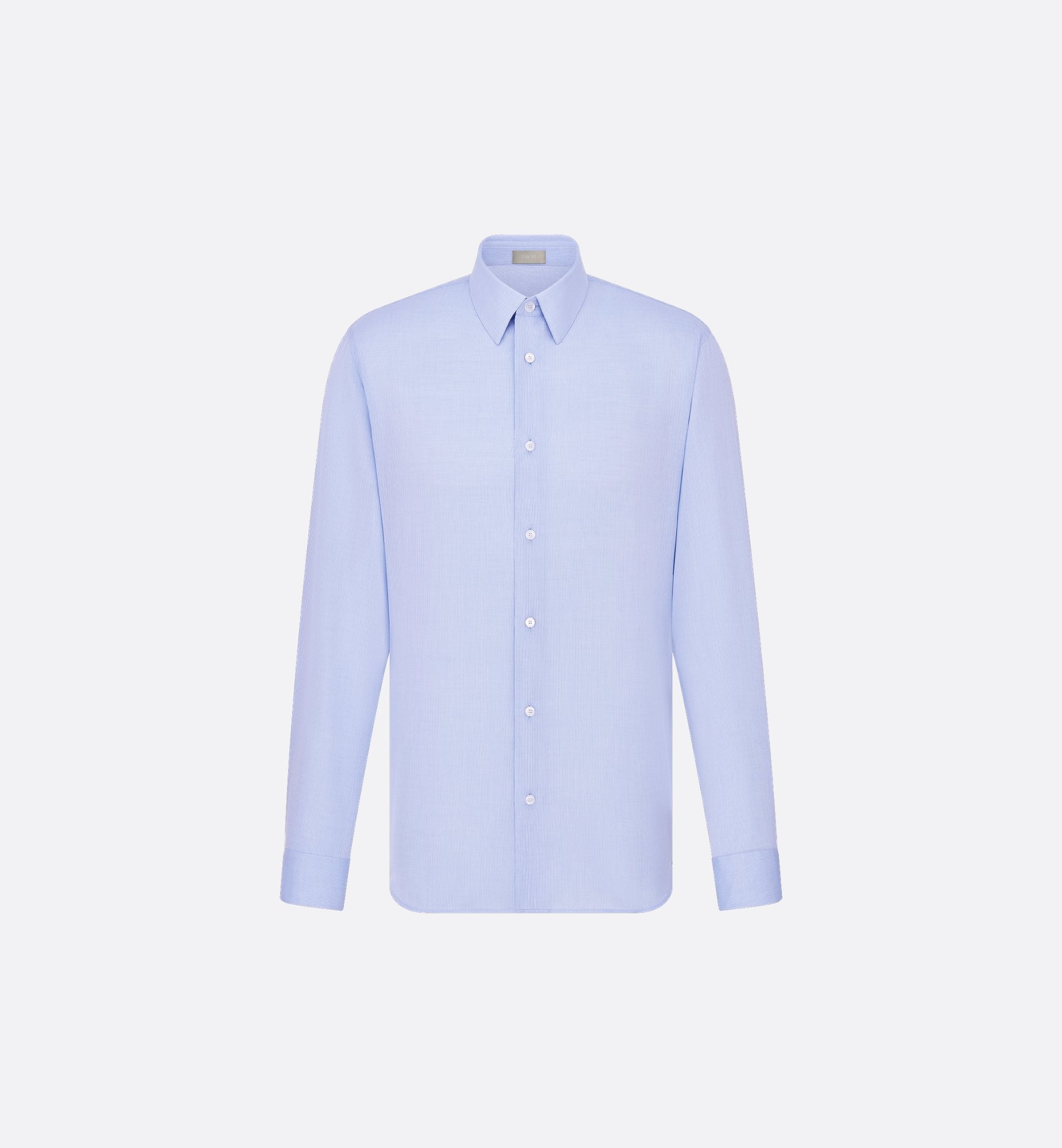 Shirt With Cd Embroidered Cuff Blue Checkered Cotton Poplin