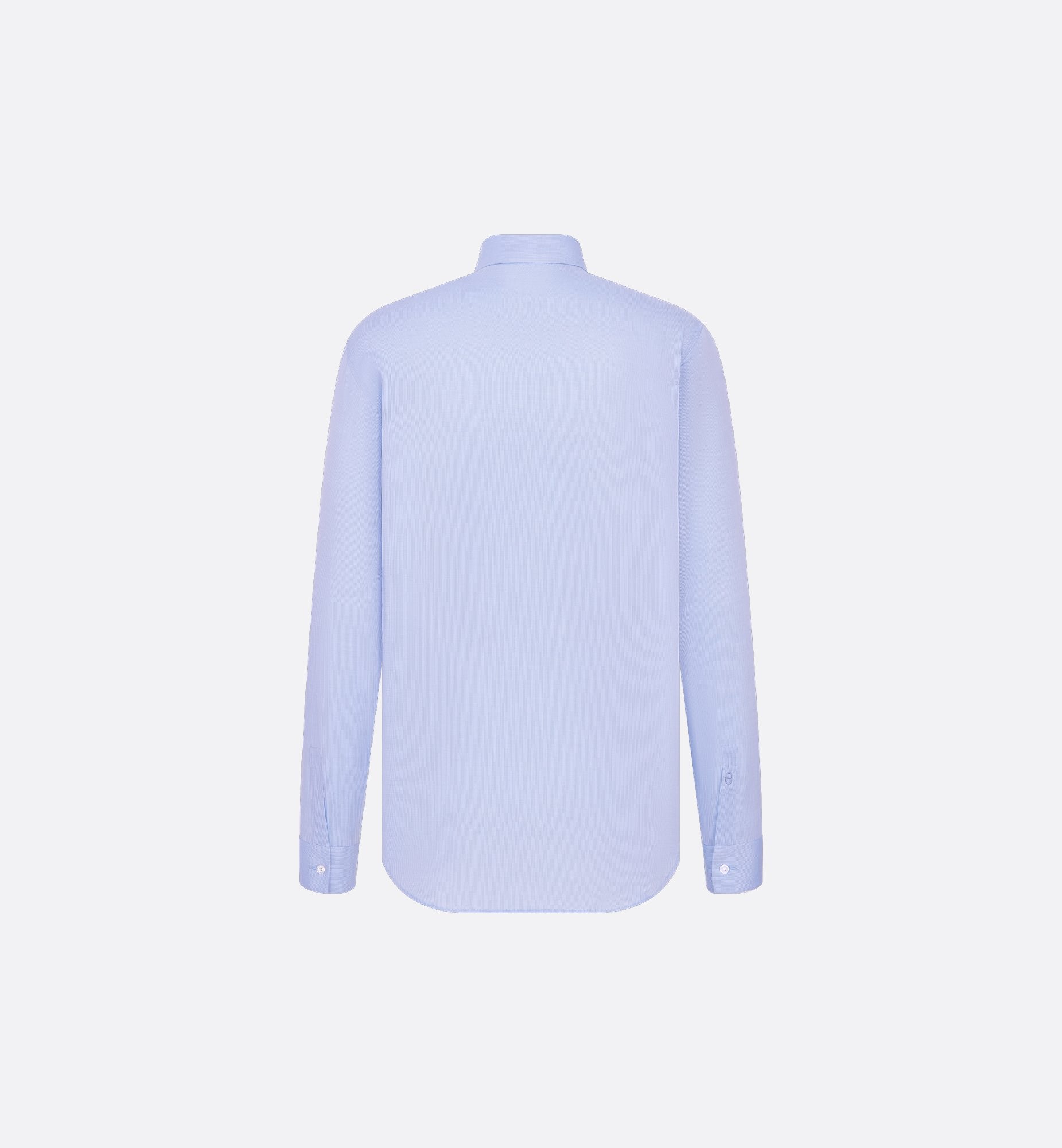 Shirt With Cd Embroidered Cuff Blue Checkered Cotton Poplin