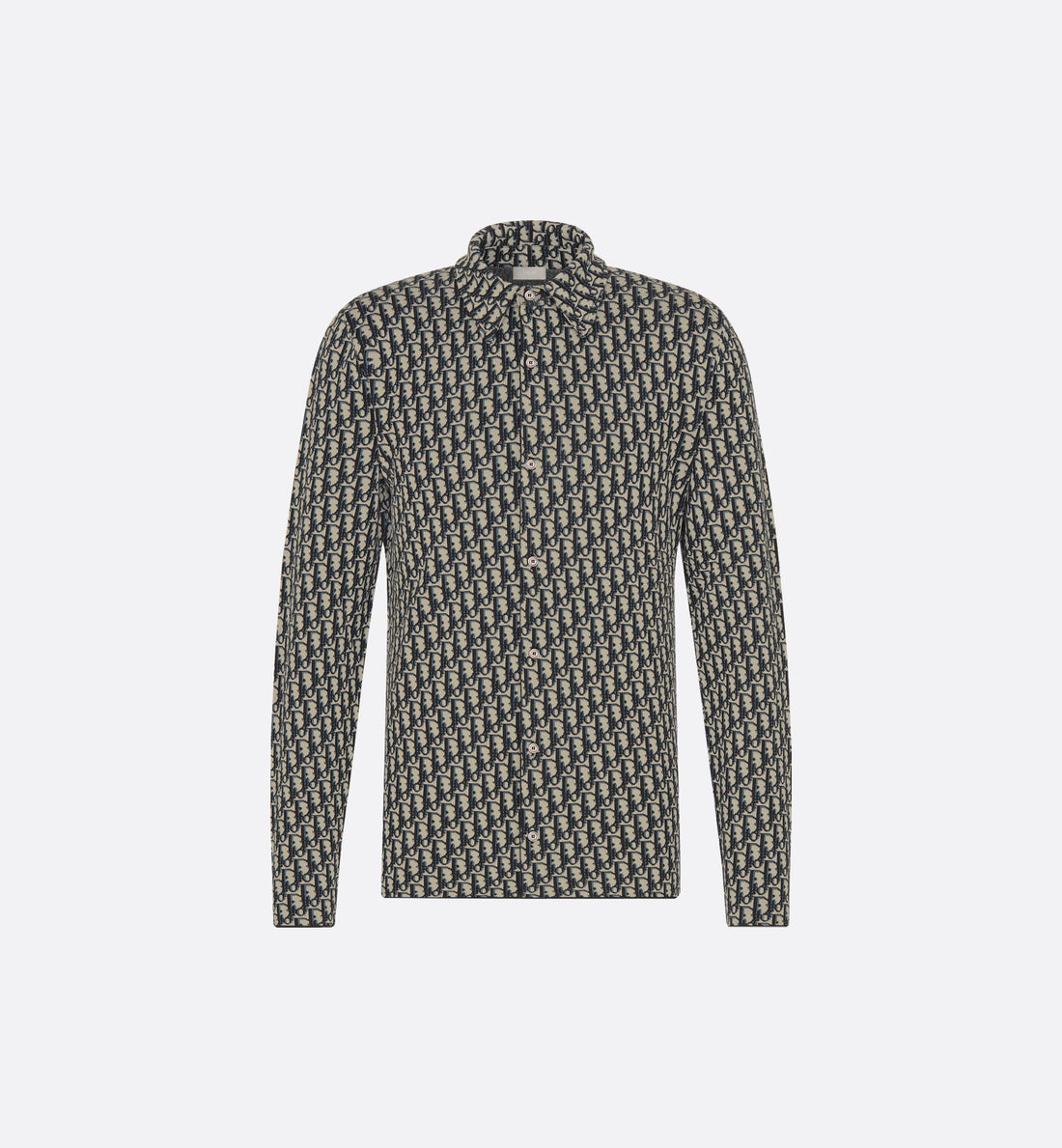 Oblique Overshirt Navy Blue Cotton Jacquard