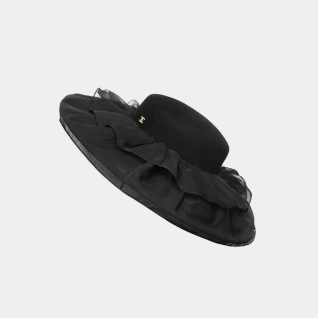 Hat Felt &amp; Silk Chiffon Black