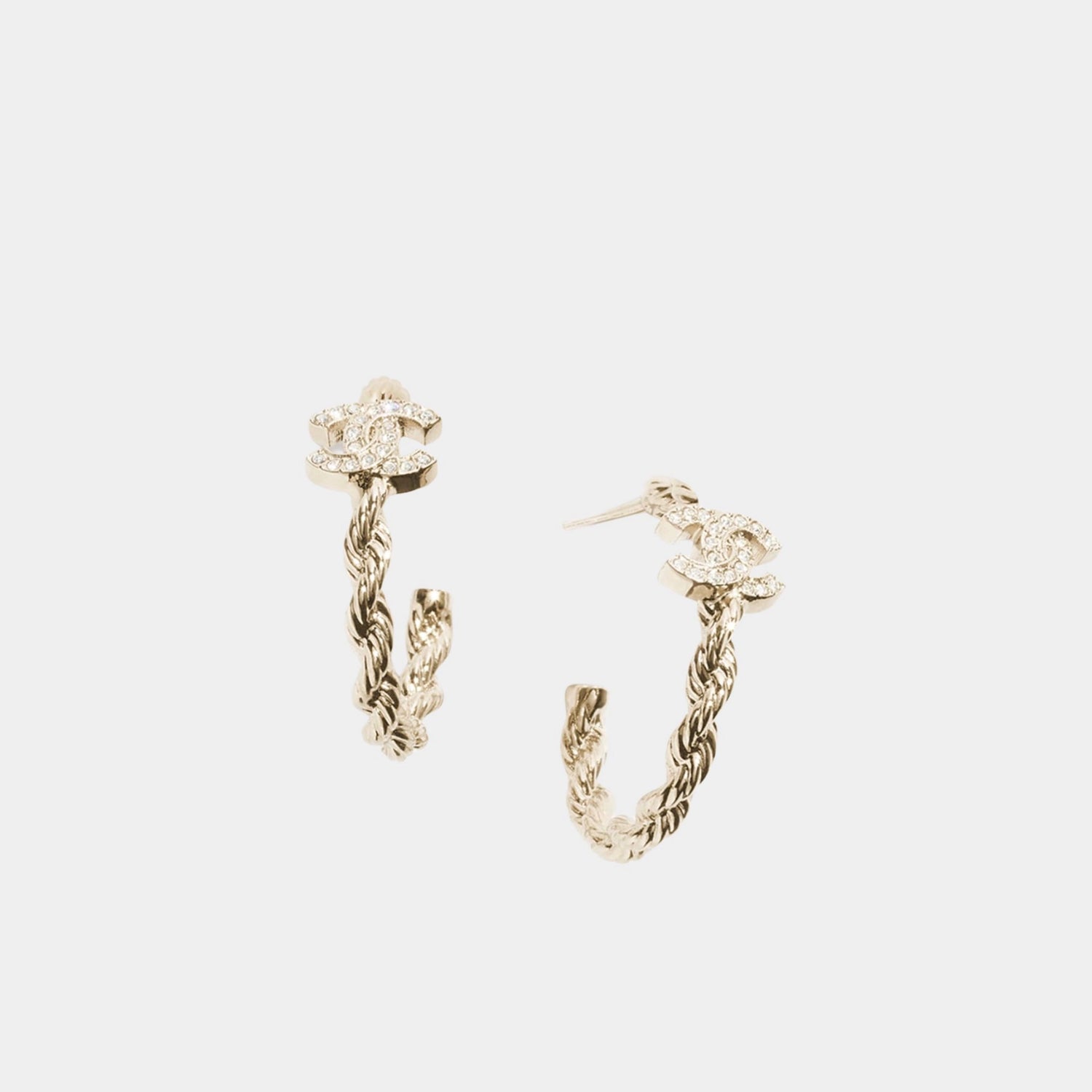 Hoop Earrings Metal &amp; Diamantes Golden &amp; Crystal