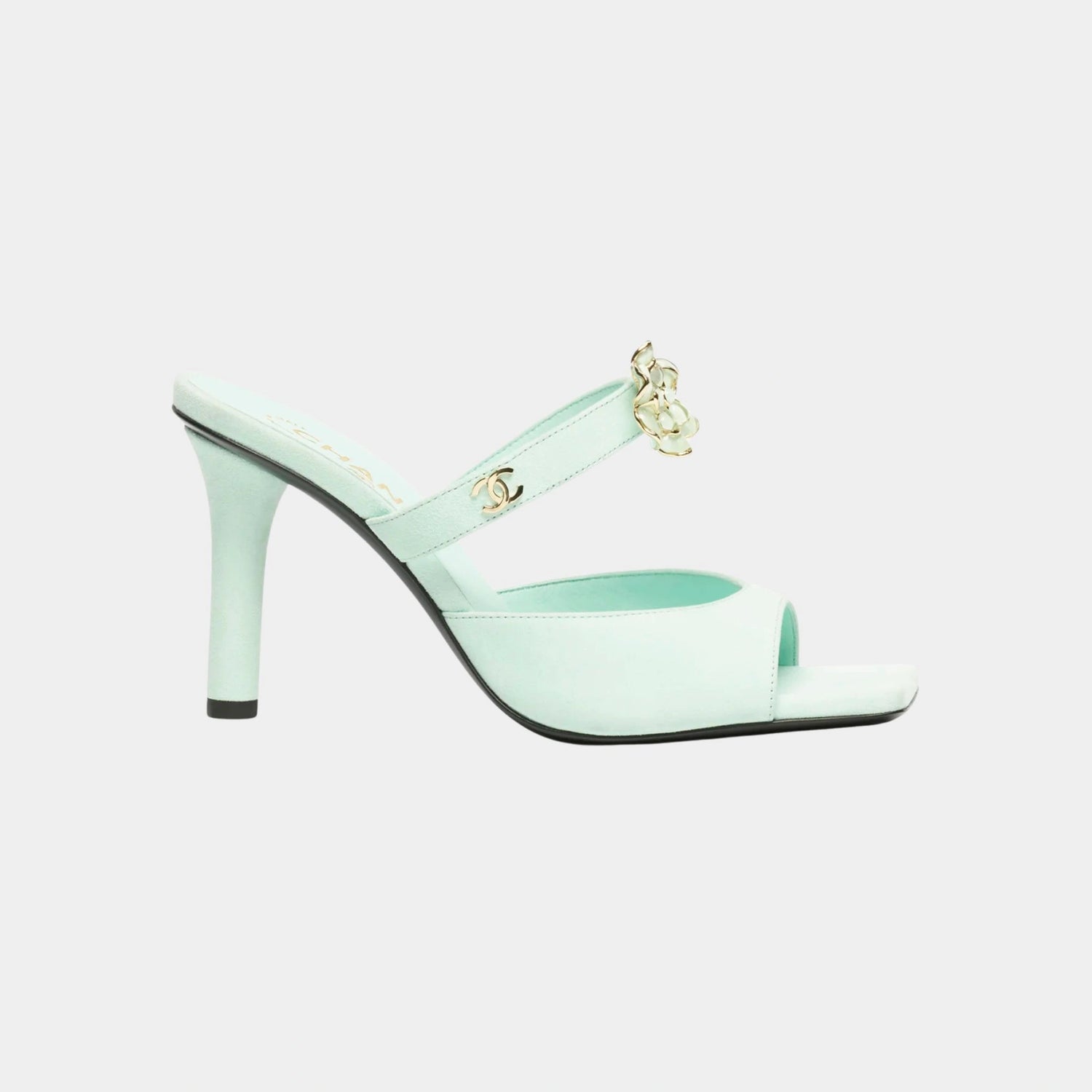 Mules Velvet goat &amp; metal Light green