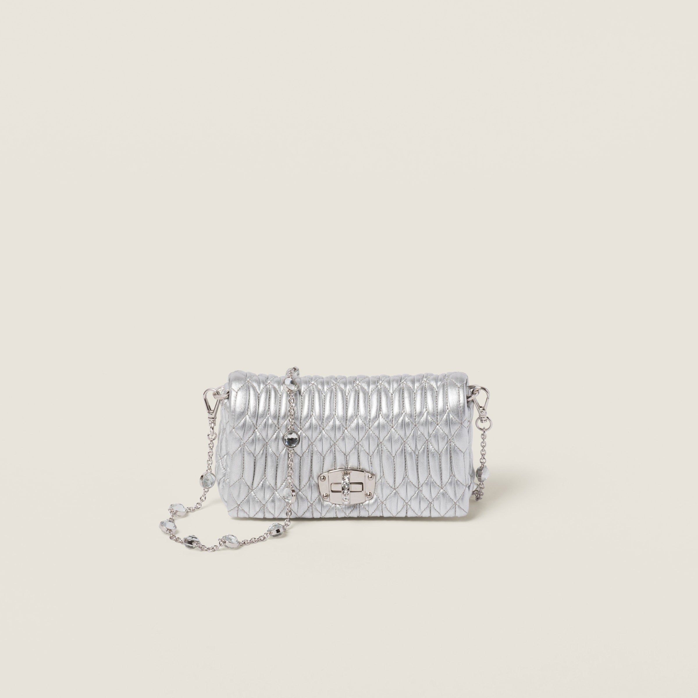 Miu Crystal nappa leather and crystal mini bag