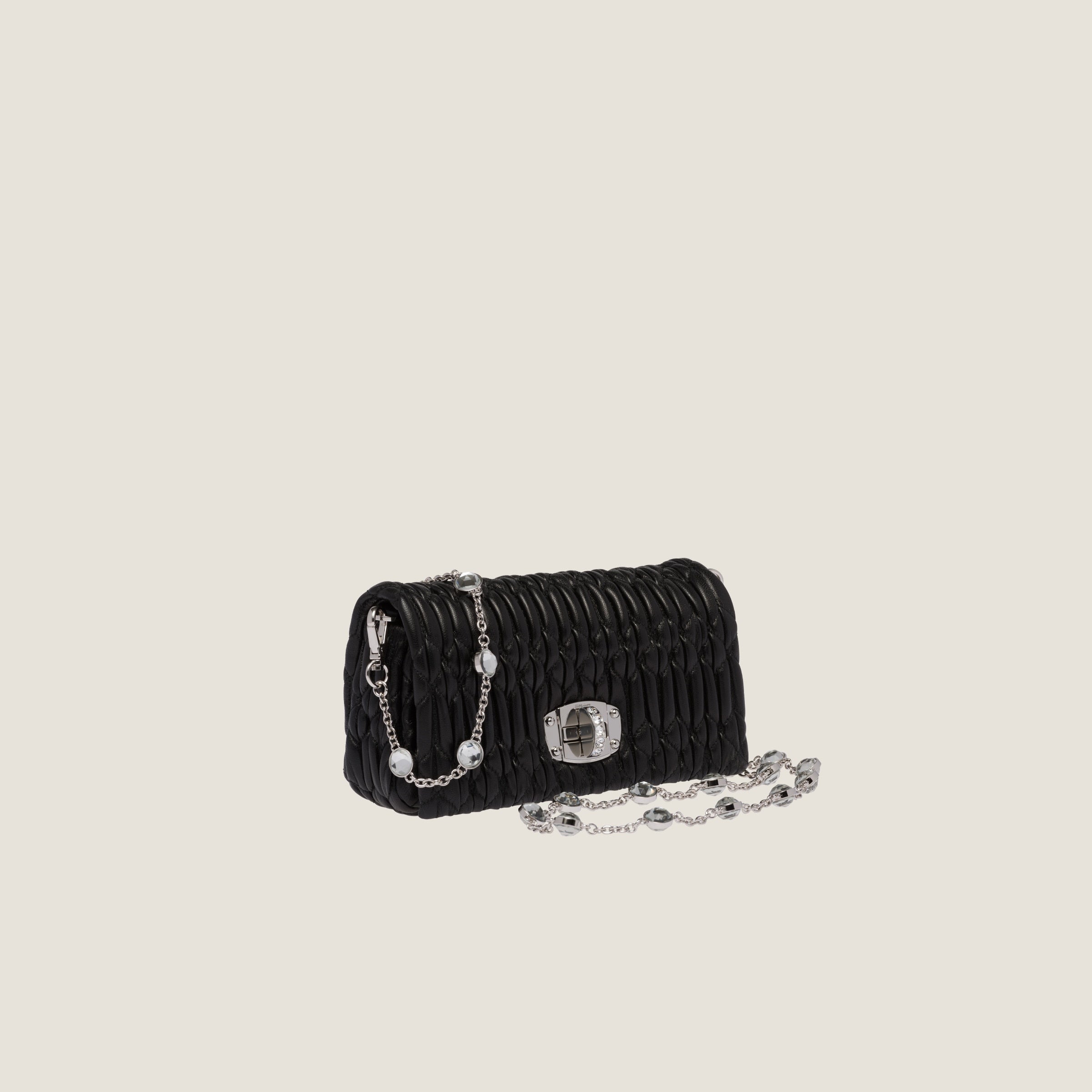 Miu Miu Crystal nappa leather and crystal mini bag – Sands Miu Miu Crystal nappa leather and crystal mini bag – Sands