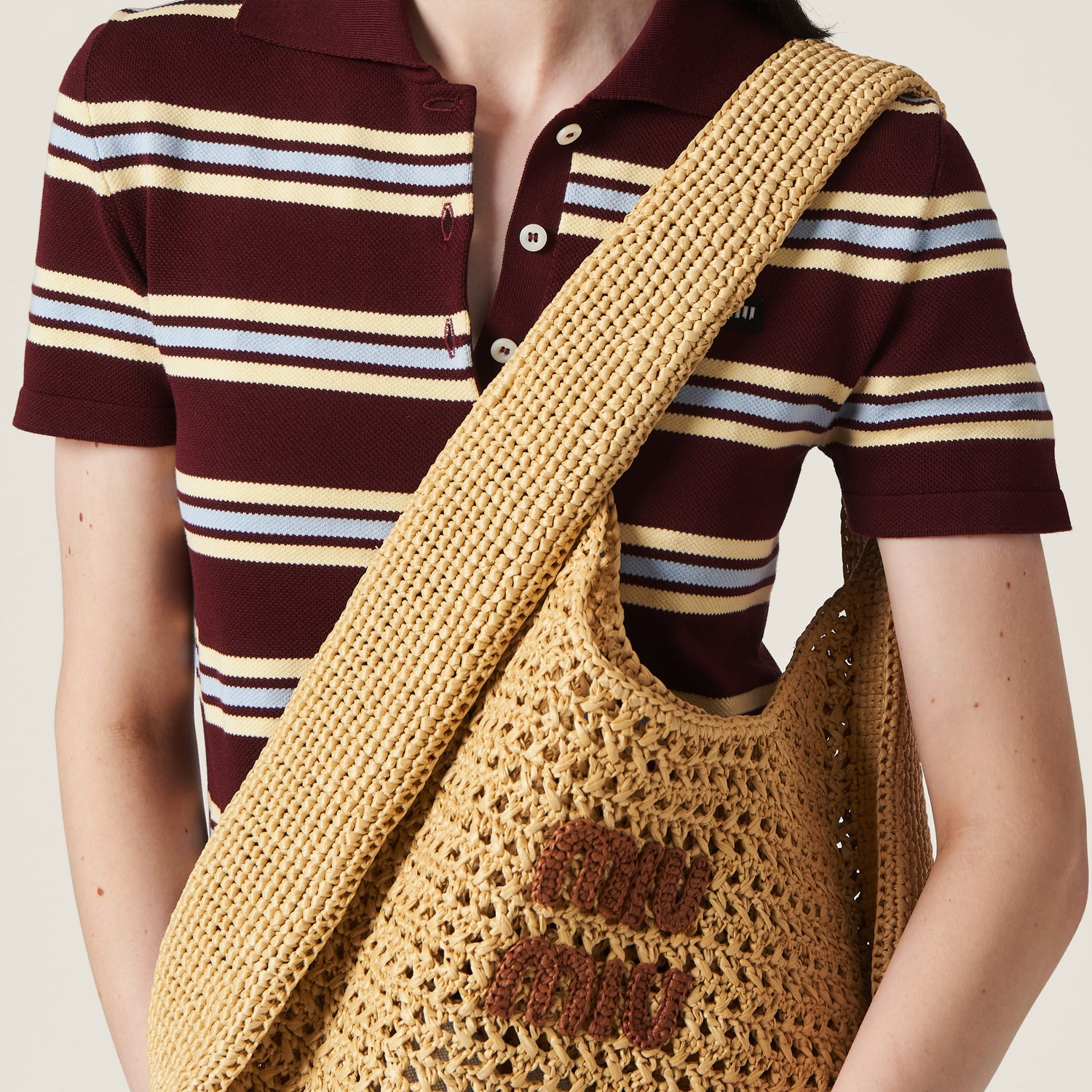 Woven fabric hobo bag